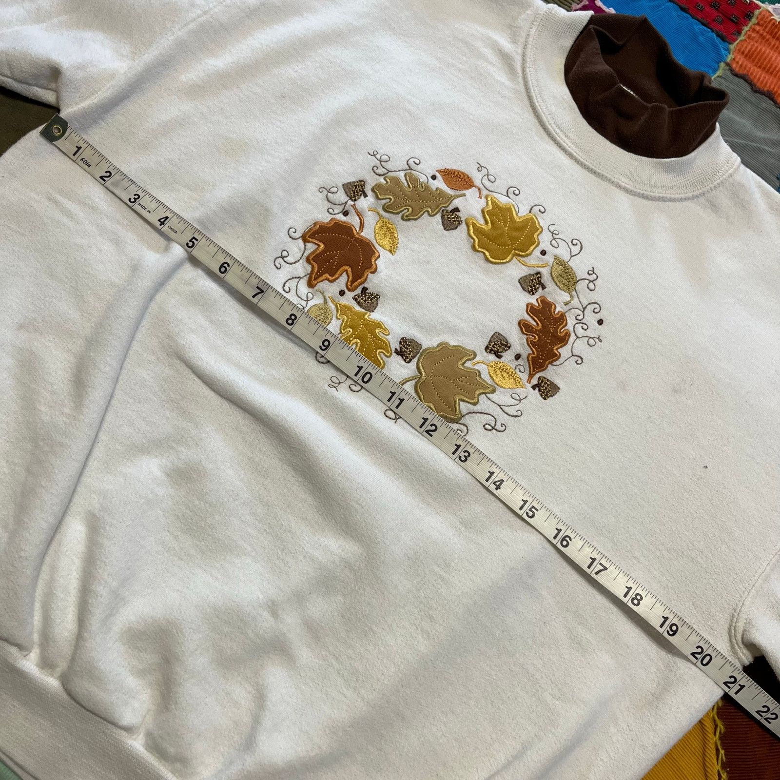 Other Pleasant Shade Autumn Fall Embroidered White Crewneck Large Size L / US 10 / IT 46 - 5 Thumbnail