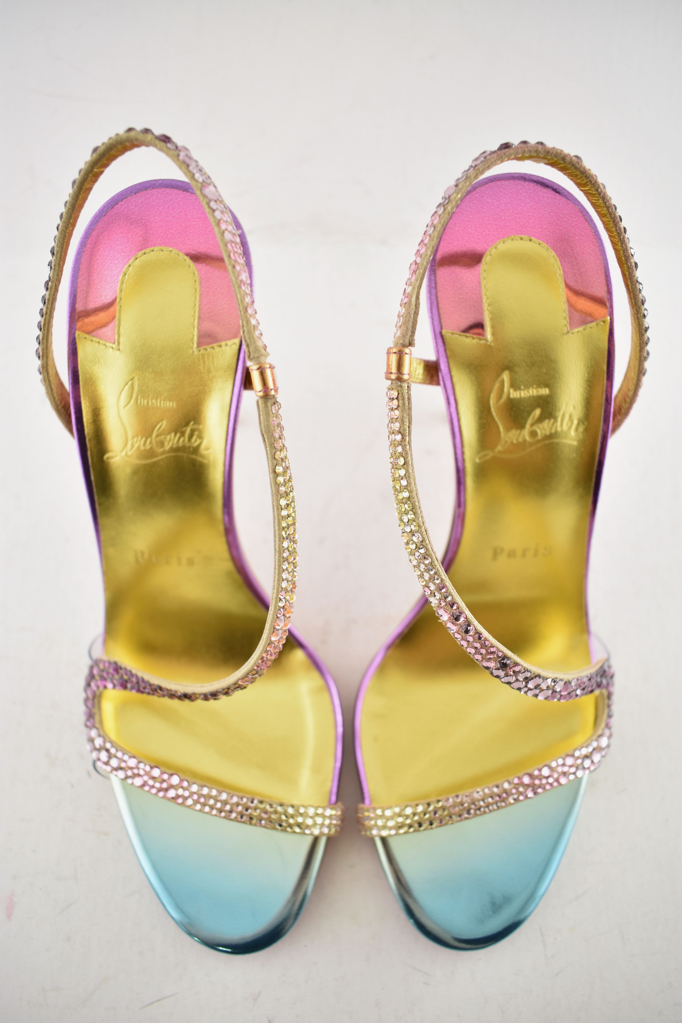 Christian Louboutin Rosalie Strass Boreal 100 Ankle Strap Sandal Heel Pump 40 Size US 10 / IT 40 - 11 Thumbnail