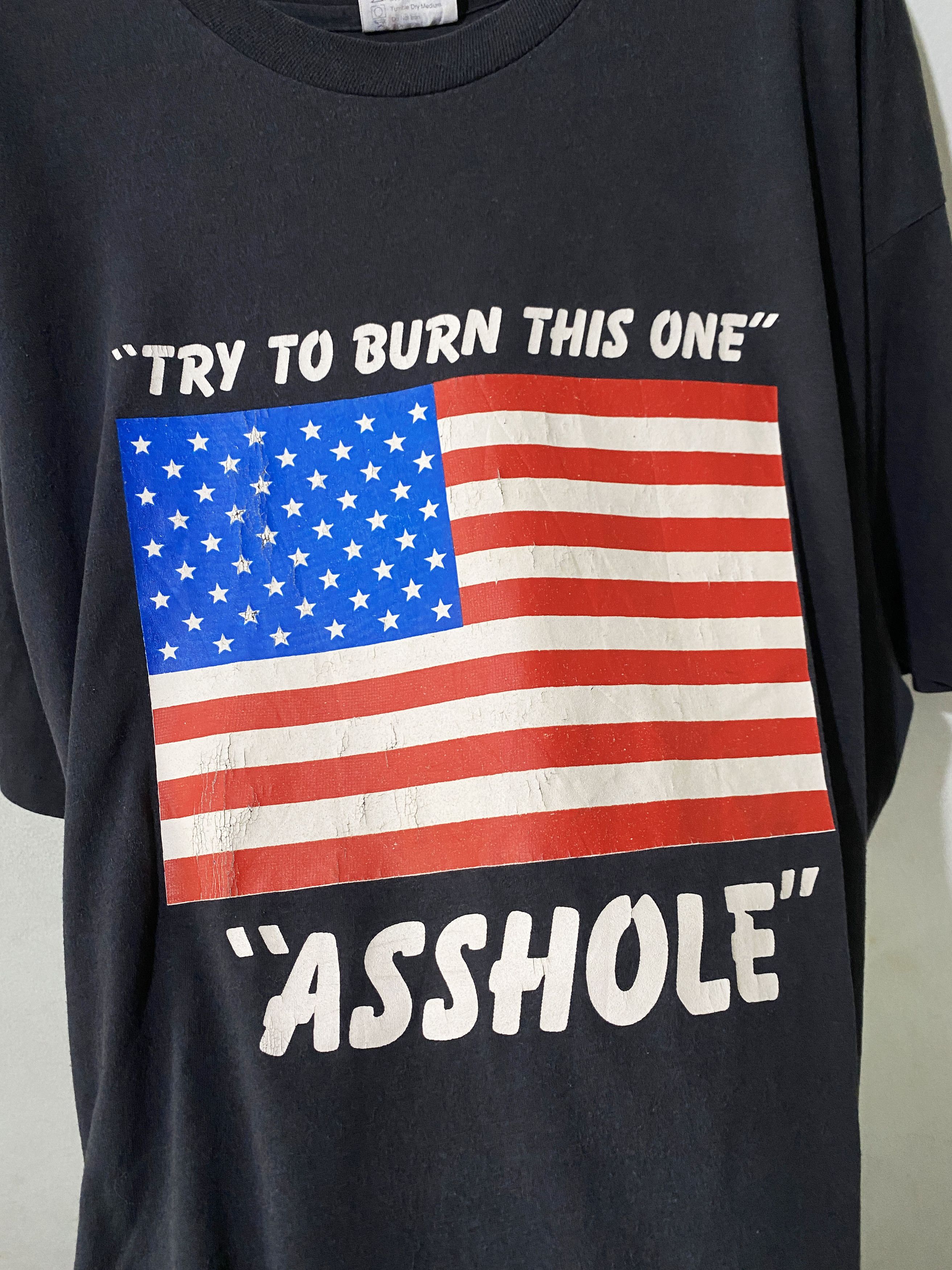 Vintage Vintage 90s Try Burning This One Asshole T-Shirt Size US XXL / EU 58 / 5 - 2 Thumbnail