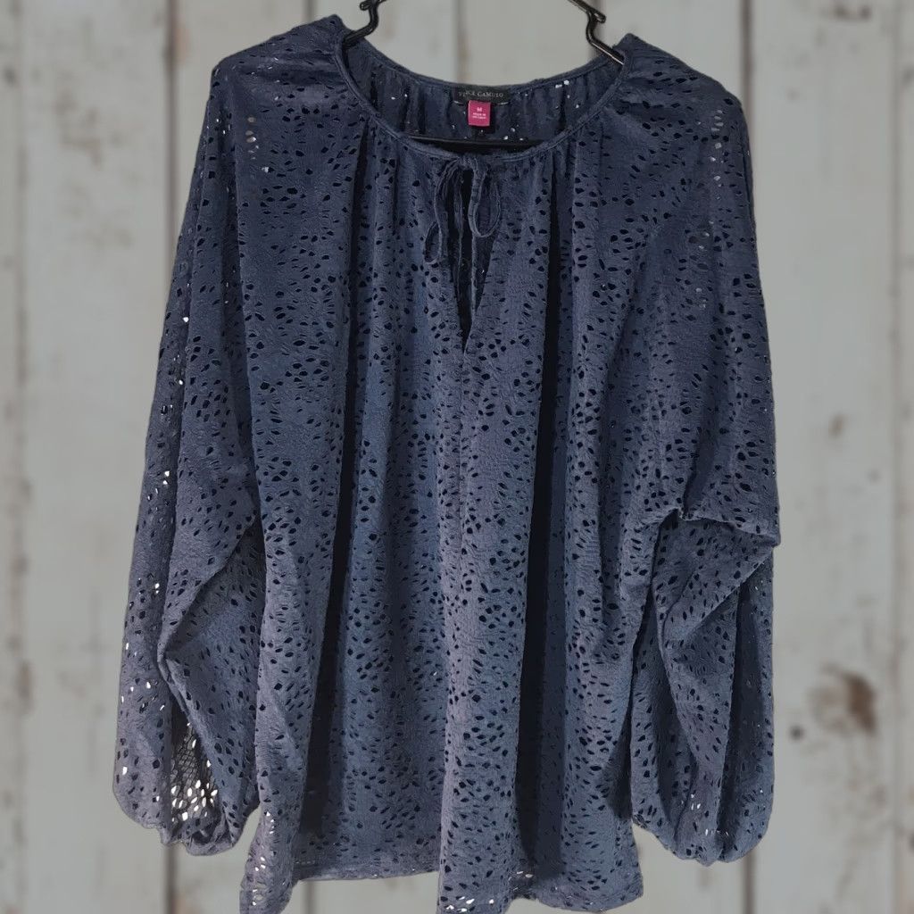 Vince Camuto Vince Camuto Blue Sheer Cold Shoulder Blouse Womens Size M Size M / US 6-8 / IT 42-44 - 1 Thumbnail