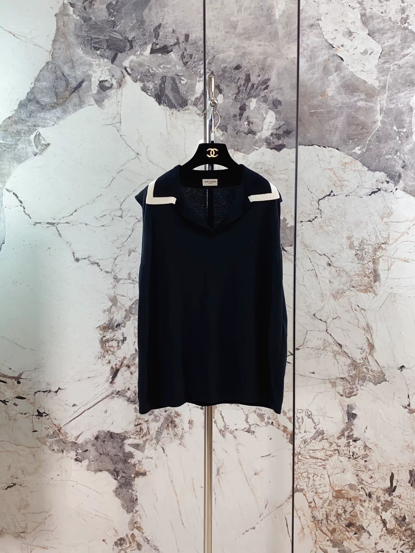 Saint Laurent Paris Saint Laurent YSL Black Sleeveless Polo Top Size M / US 6-8 / IT 42-44 - 1 Thumbnail