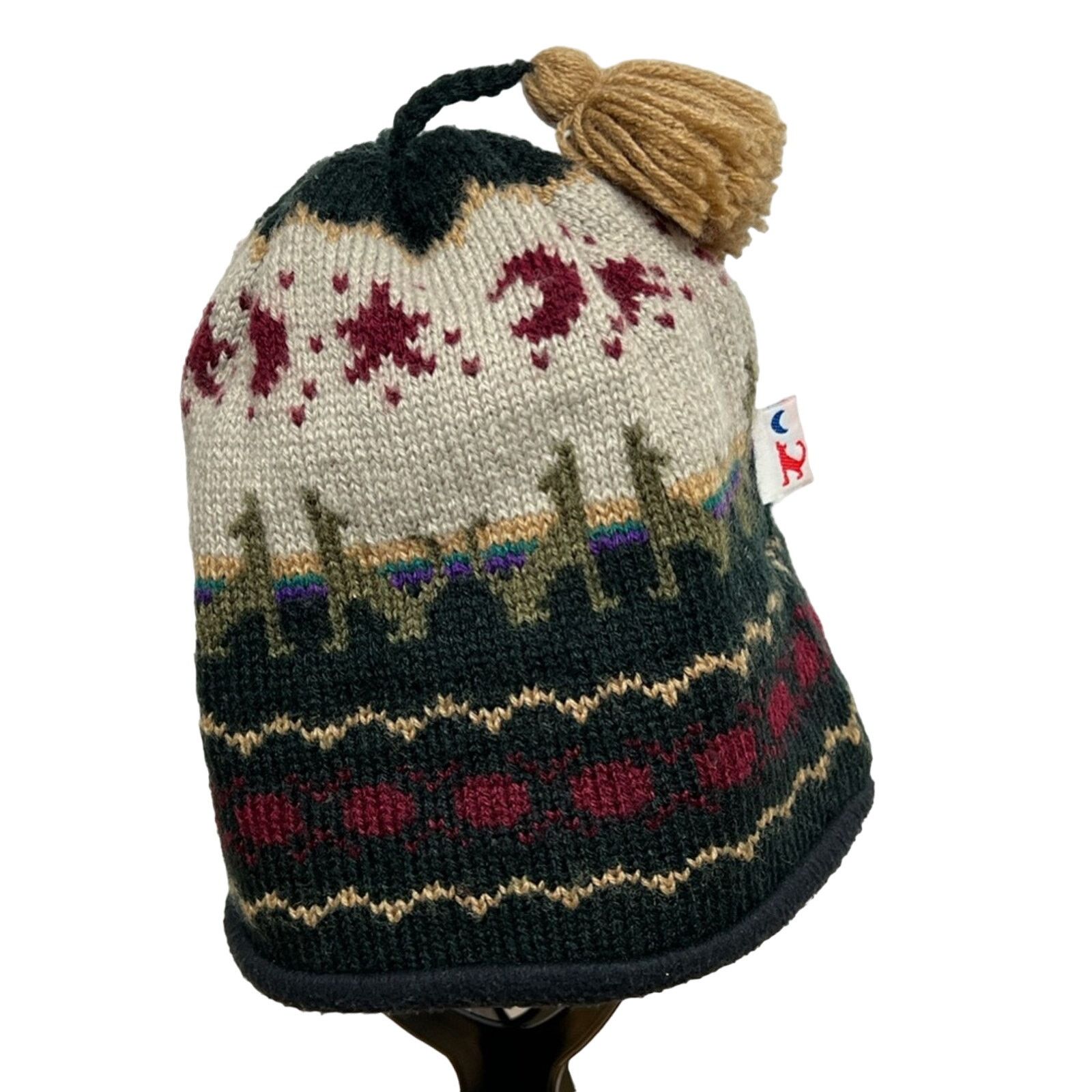 Vintage Vintage Darn Fine 1980s Knit Dog Moon Beanie Made In USA Size ONE SIZE - 2 Thumbnail