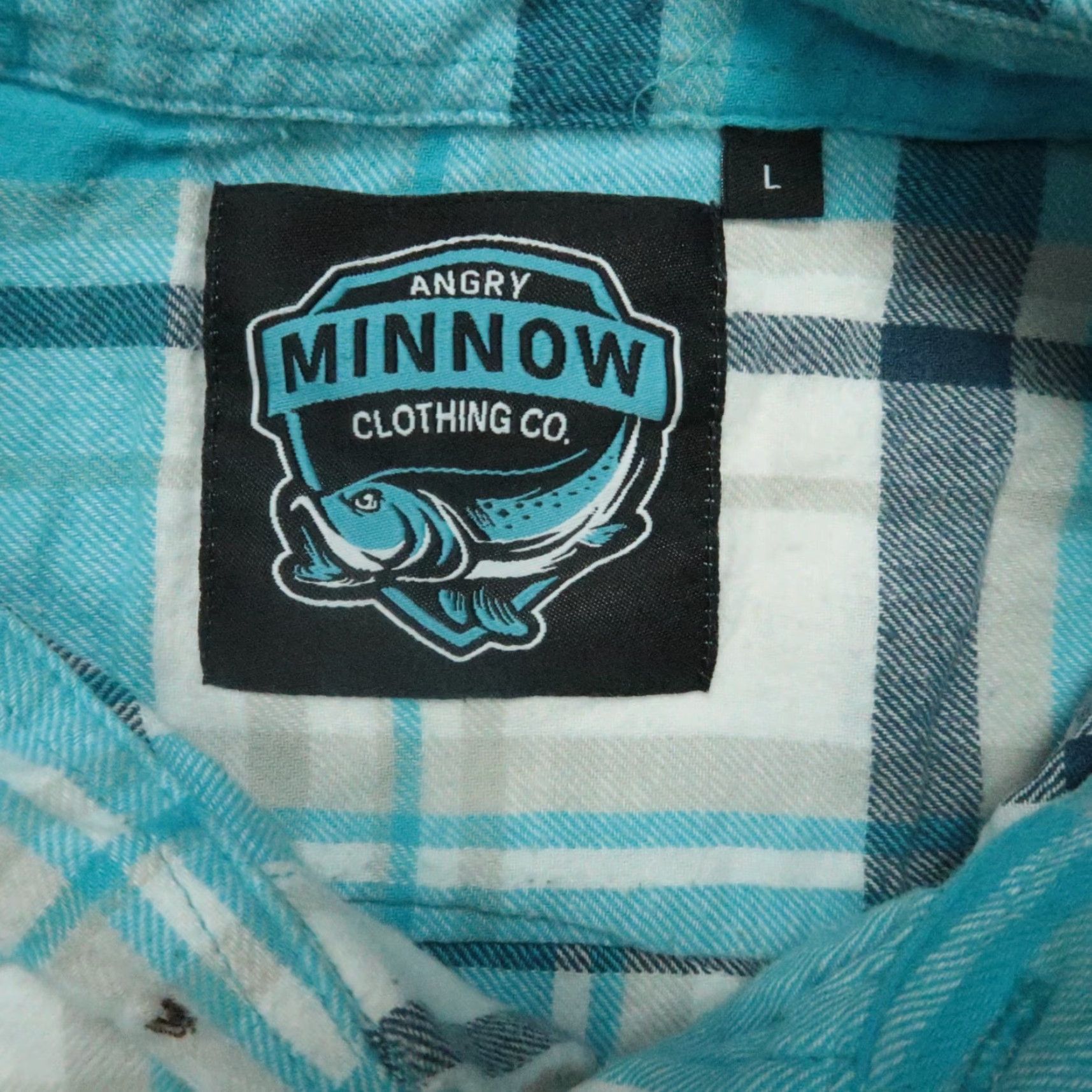 Vintage Angry Minnow Shirt Mens Large Blue Plaid Flannel Button-Up Size US L / EU 52-54 / 3 - 4 Thumbnail