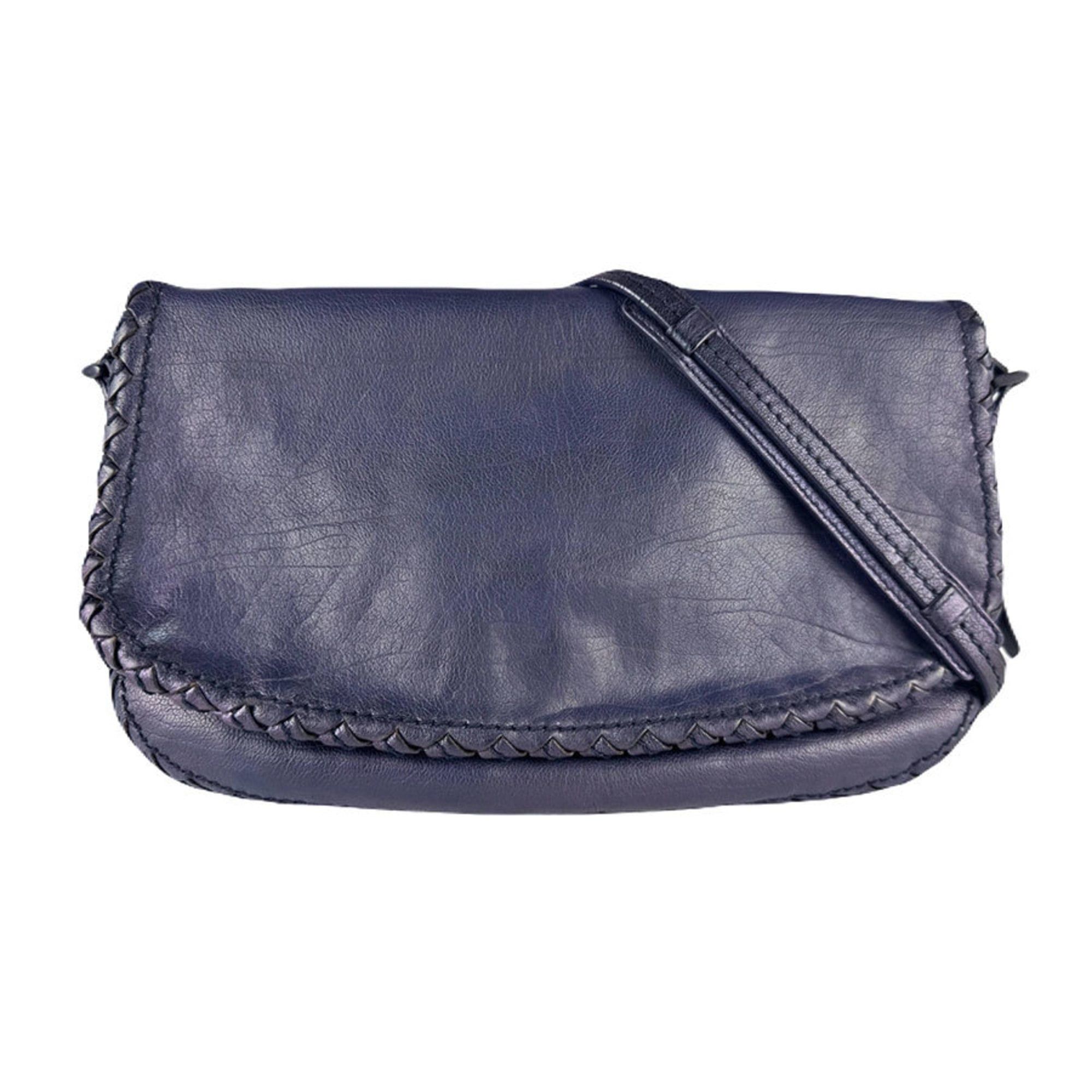 Bottega Veneta Bottega Veneta Women's Intrecciato Leather Shoulder Bag in Metallic Navy (z8622) Size ONE SIZE - 1 Thumbnail