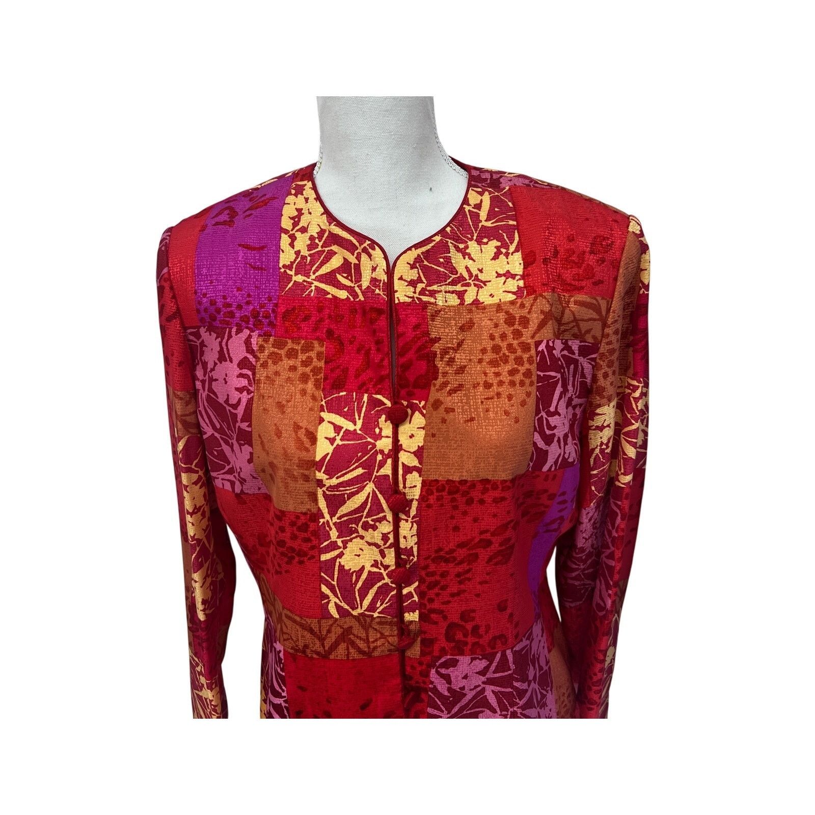 Adrianna Papell Adrianna Pappel Red Floral Silk Kimono Asian Jacket 12 Size XL / US 12-14 / IT 48-50 - 5 Thumbnail