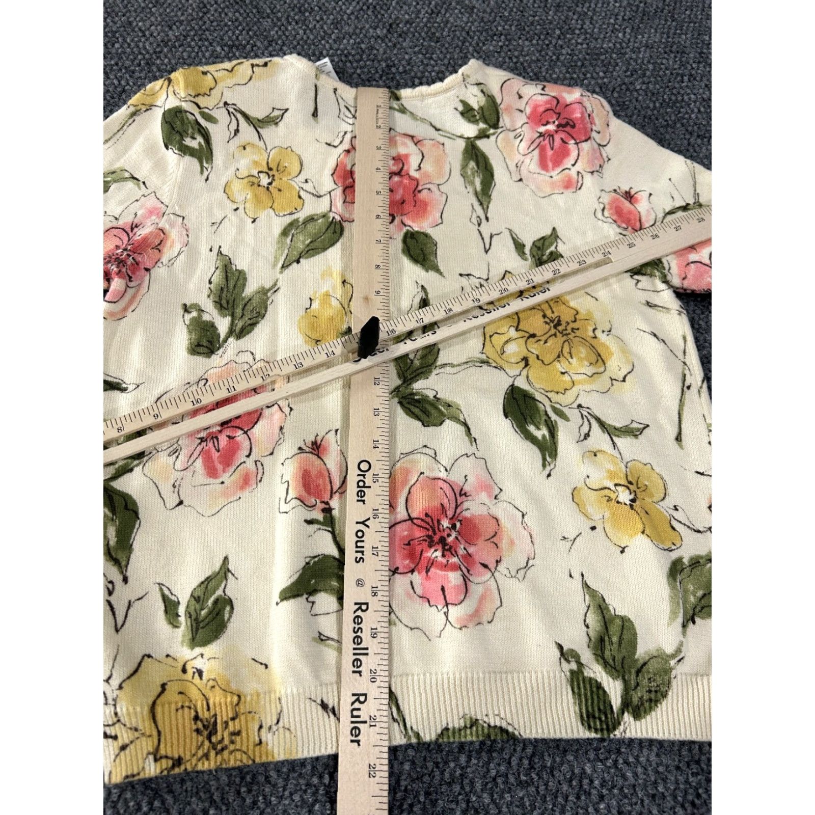 Vintage Alfred Dunner Blouse Womens Petite Medium Beige Floral Short Sleeve Crew Neck Pullover Knit Cotton Ramie Regular Stretch Vintage No N/A Size M / US 6-8 / IT 42-44 - 7 Thumbnail