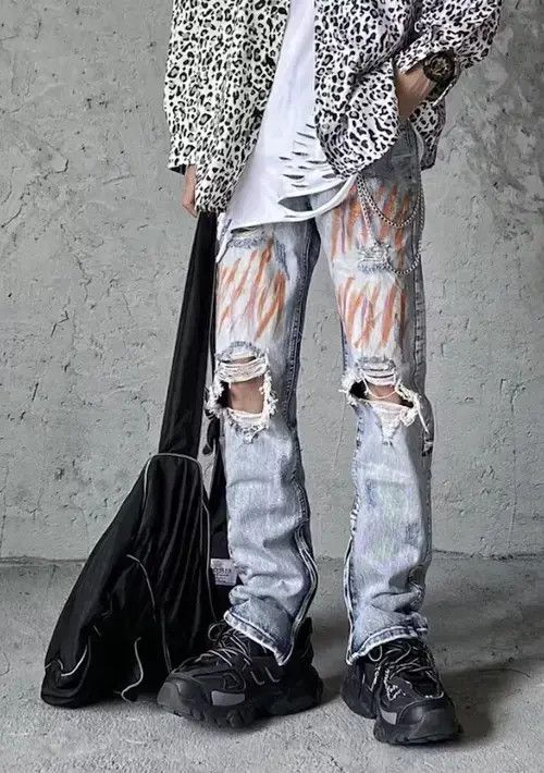Japanese Brand × Vintage Torn denim jeans punk streetwear Size US 34 / EU 50 - 1 Thumbnail