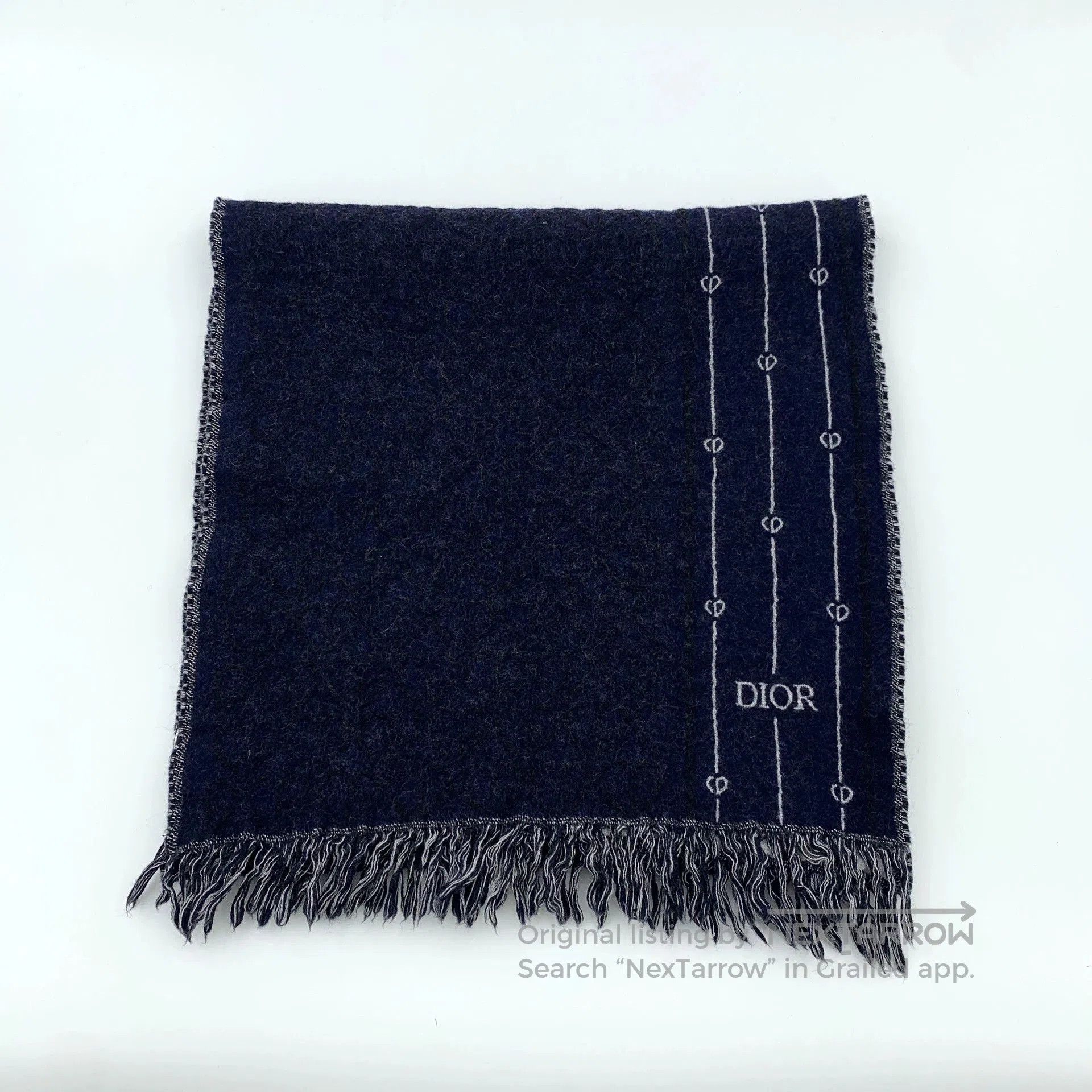 Dior Dior Blue CD Embroidered Wool Scarf. Size ONE SIZE - 1 Thumbnail
