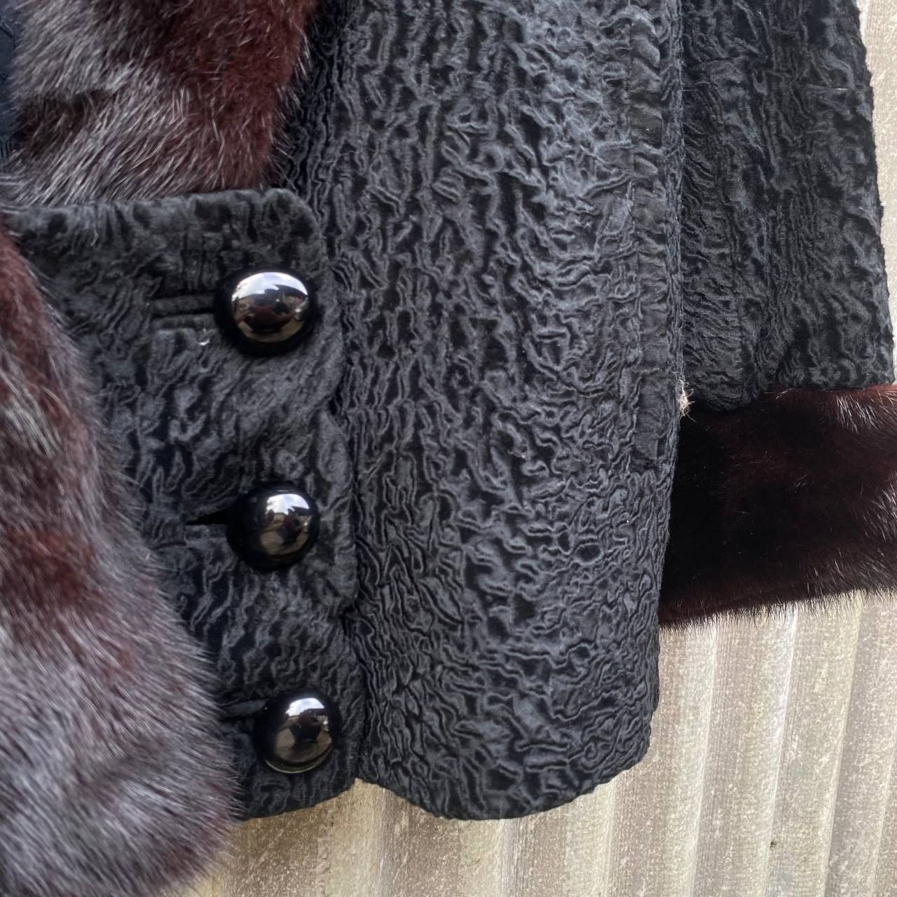 If Six Was Nine Rare Vintage Fur Black Lambswool Coat Cardigan Size M / US 6-8 / IT 42-44 - 6 Thumbnail