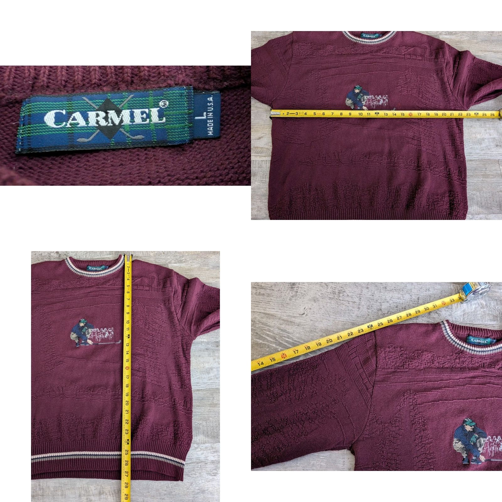 Vintage VINTAGE Carmel Mens Textured Golf Sweater Crew Neck Long Sleeve Sz L Burgundy USA Made Golf 90s Classic Sports Pullover Men Size US L / EU 52-54 / 3 - 8 Thumbnail