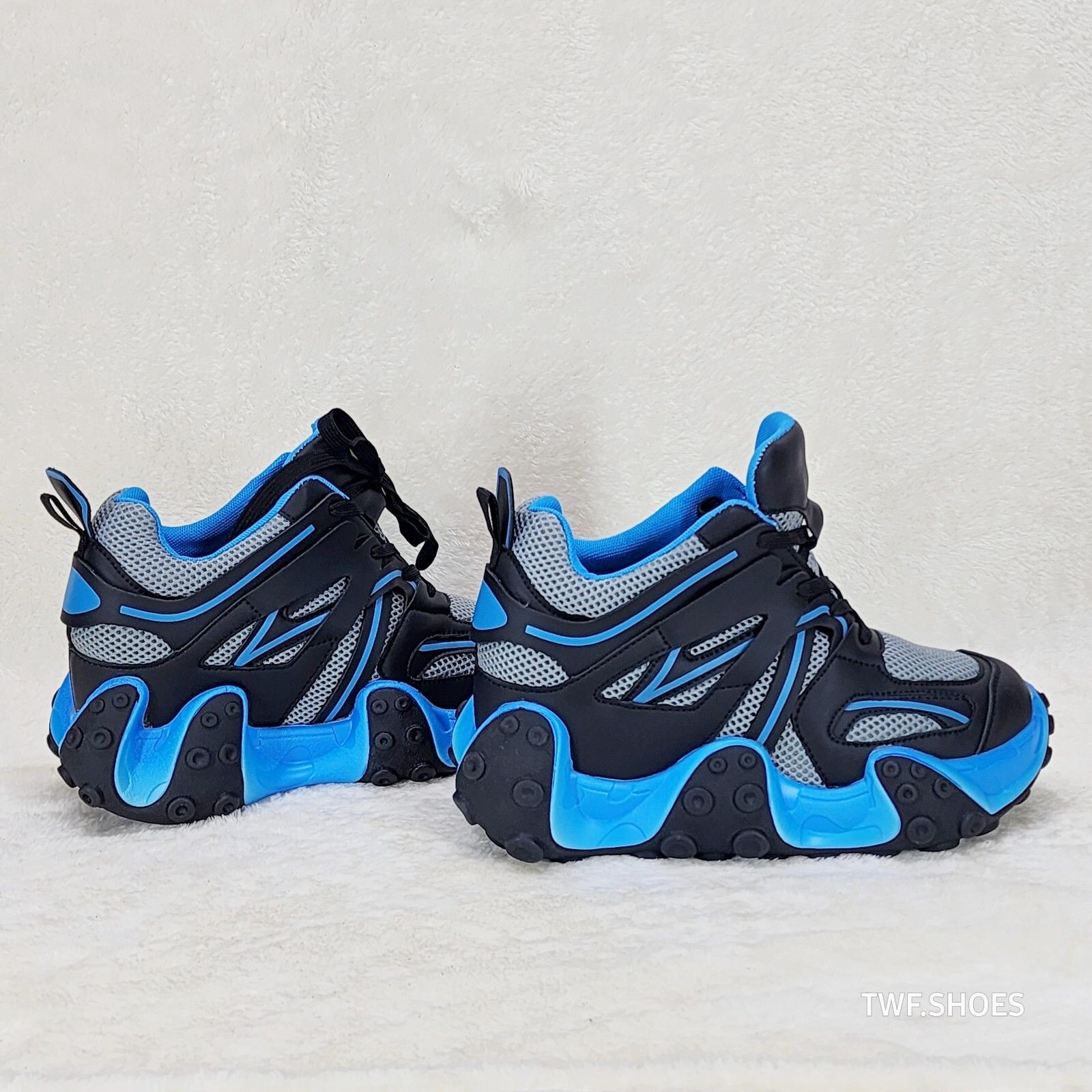 Other Anthony Wang Alien Black & Blue Hidden Wedge Platform Sneake Size US 9 / IT 39 - 1 Thumbnail
