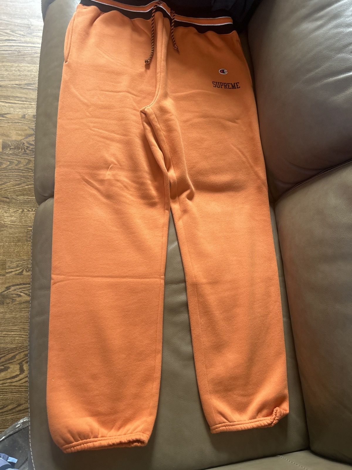 image of Supreme X Champion Sweatpants in Orange, Men's (Size 38)