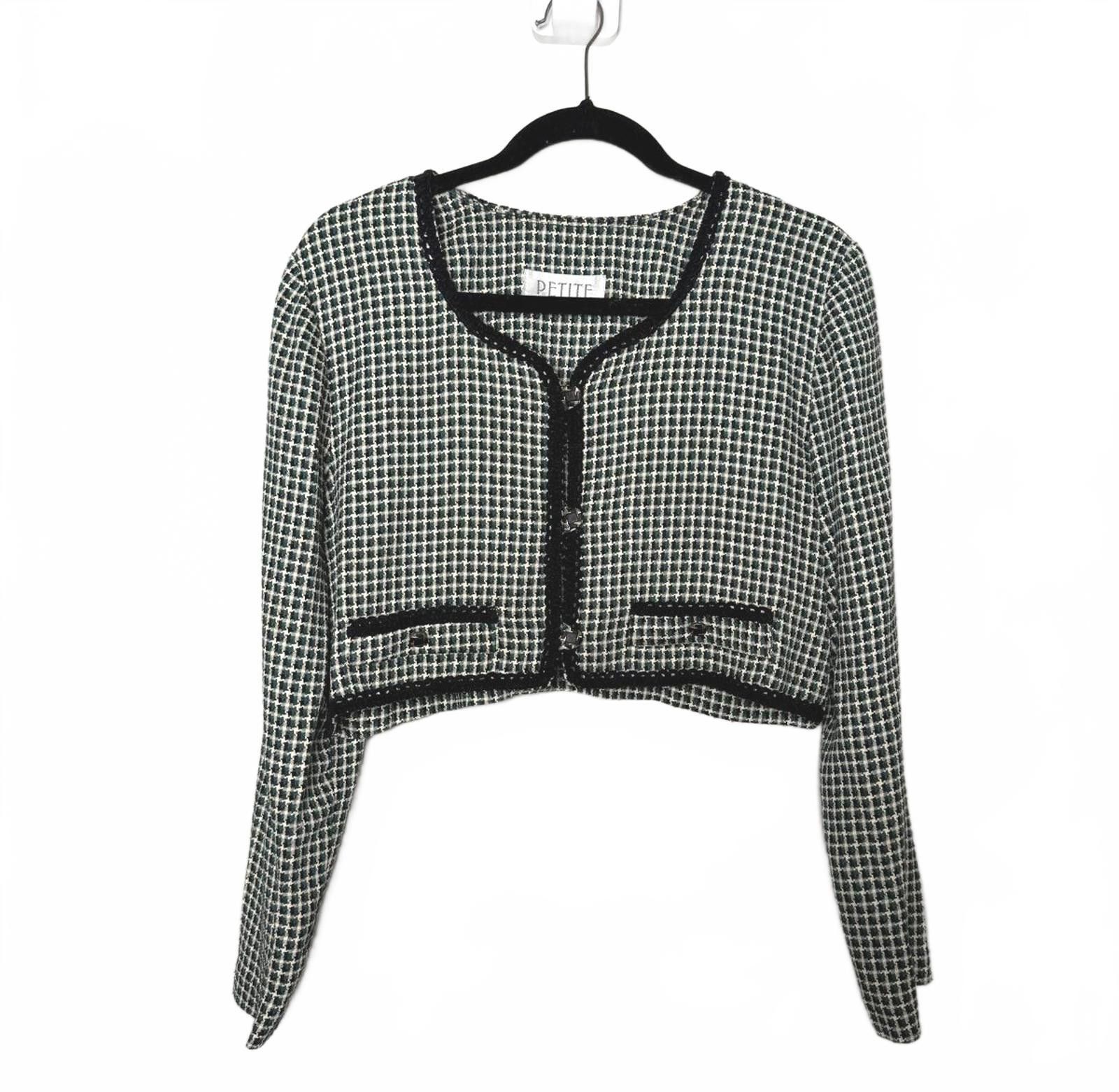 Zara VintageBlack and White Preppy Cropped Tweed Jacket Size M / US 6-8 / IT 42-44 - 1 Thumbnail