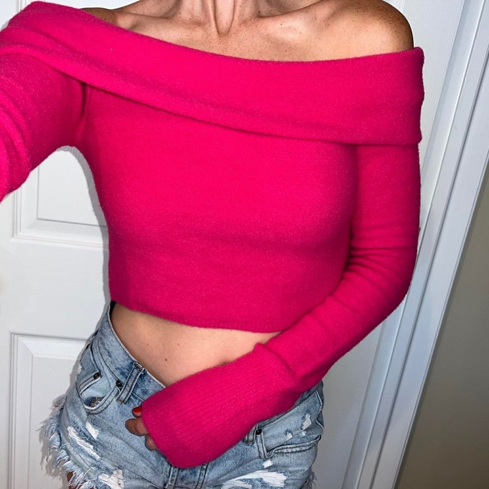 Free People Free People 🌺 Off The Shoulder Sweater Size S / US 4 / IT 40 - 13 Thumbnail