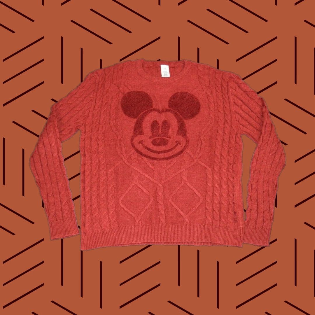 Disney VINTAGE Disney Mickey Mouse Cable Knit Sweater Men 2XL Red Embroidered Pullover Christmas Crew Neck Sweatshirt Mens Size US XXL / EU 58 / 5 - 1 Thumbnail