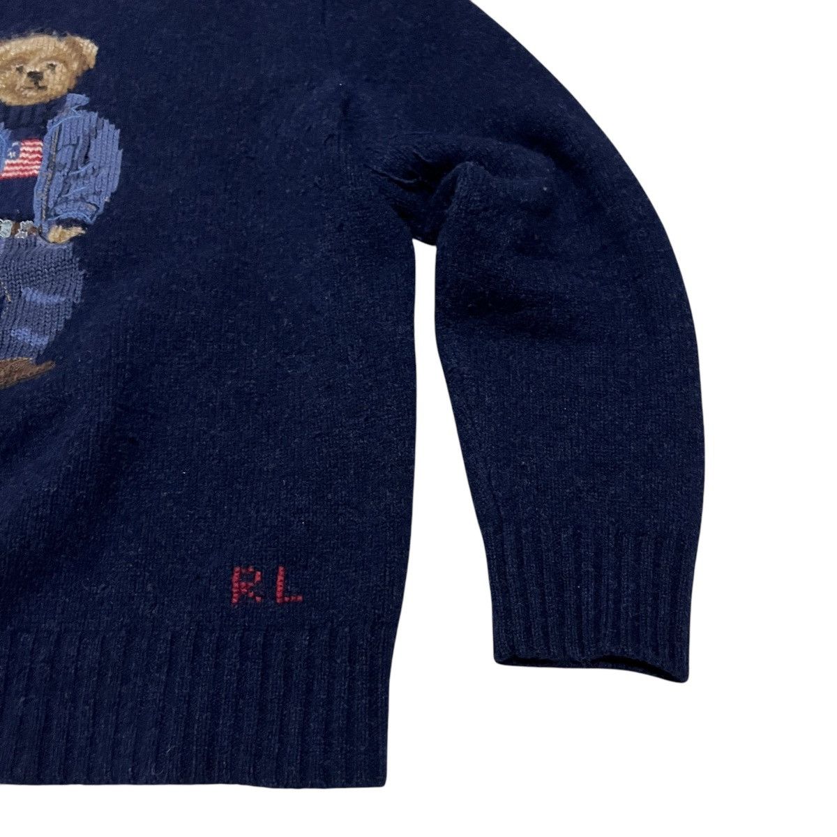 Polo Ralph Lauren × Ralph Lauren × Vintage Iconic Denim Polo Bear Sweaters Size US L / EU 52-54 / 3 - 5 Thumbnail