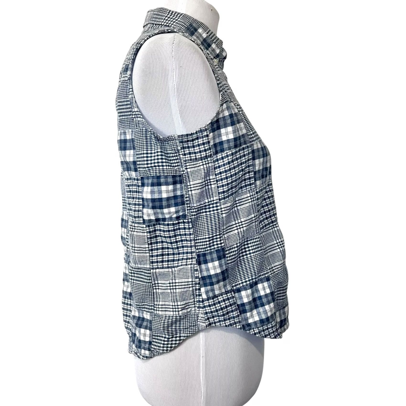 Ralph Lauren VINTAGE Lauren Ralph Lauren Plaid Patchwork Top Button Up Sleeveless Blue Sz 10P Petite Ladies Womens Polo Shirt Top Size L / US 10 / IT 46 - 6 Thumbnail