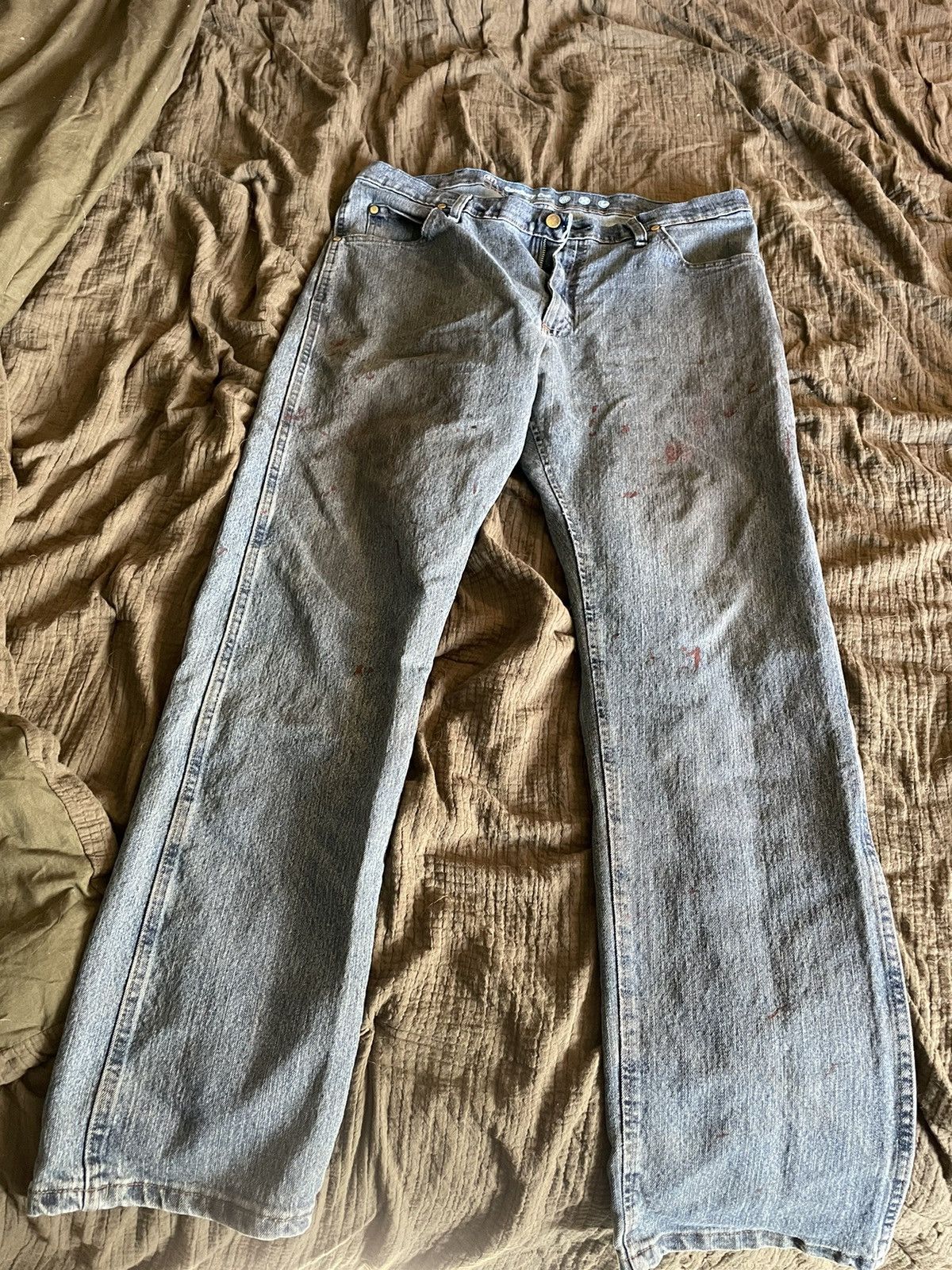 Wrangler Light wash distressed worn Wrangler 47s Size US 38 / EU 54 - 2 Thumbnail