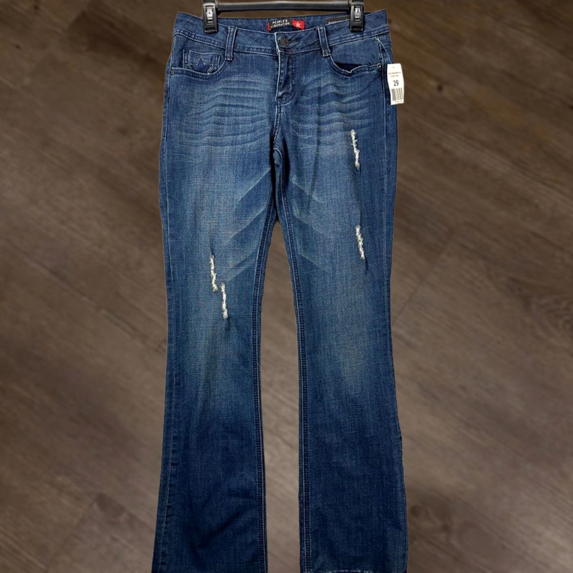 Vintage Peoples Liberation Jeans Women 29 Blue Distressed Bootcut Denim Pants Ladies NEW Size 29" - 1 Thumbnail