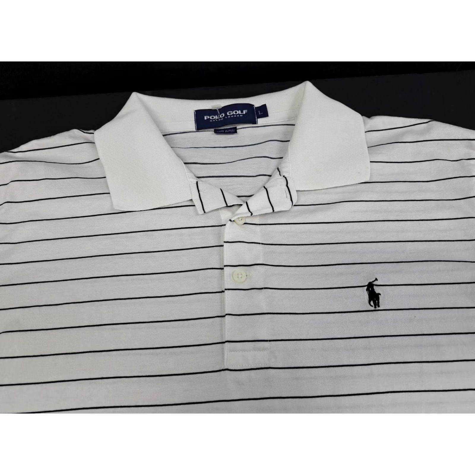 Ralph Lauren Ralph Lauren Polo Golf Short Sleeve Shirt Mens Size L White Black Stripe #4000 Size US L / EU 52-54 / 3 - 3 Thumbnail