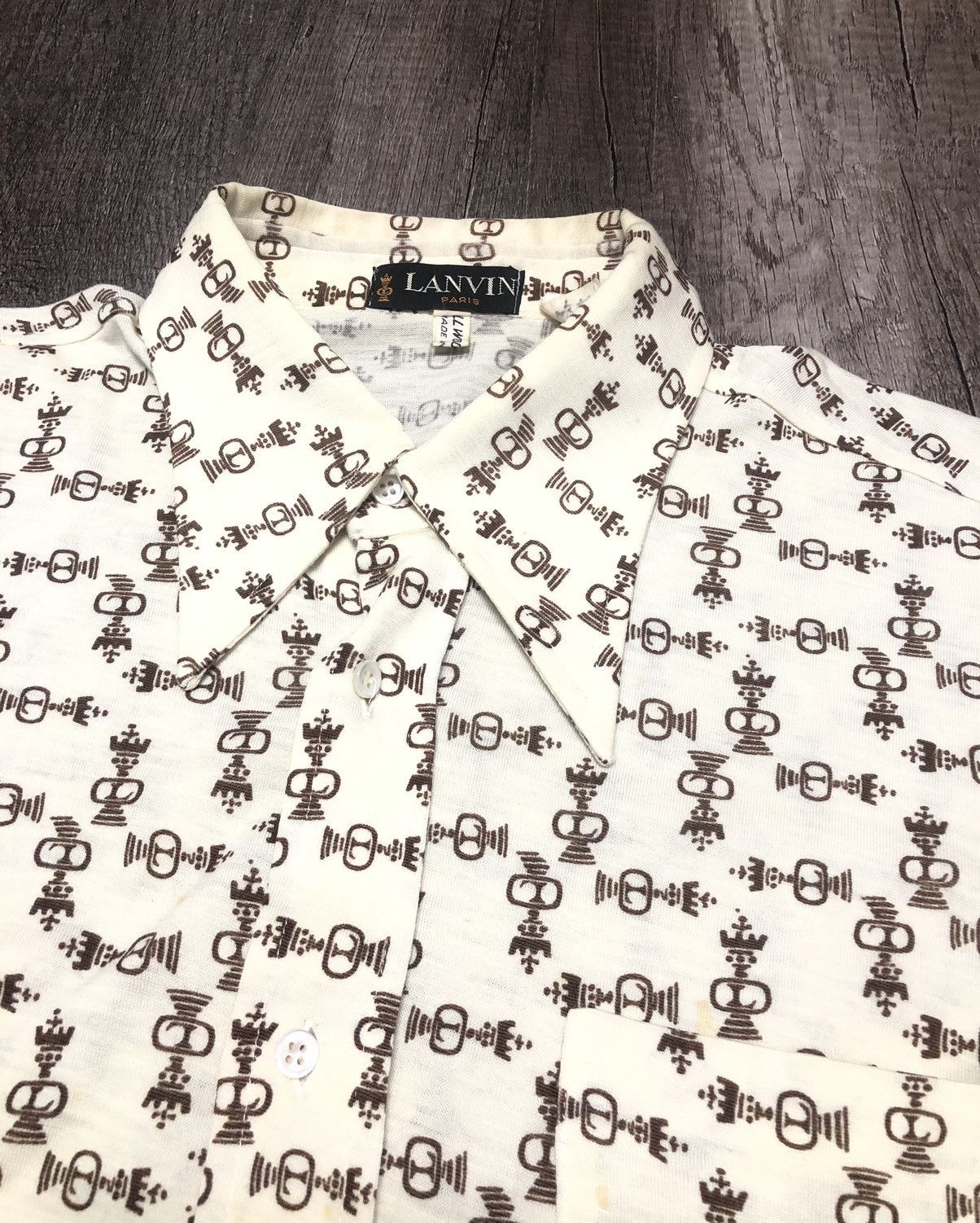 Designer × Lanvin × Vintage Vintage Lanvin Paris Monogram Button Up Long Sleeve Shirt Size US S / EU 44-46 / 1 - 17 Thumbnail