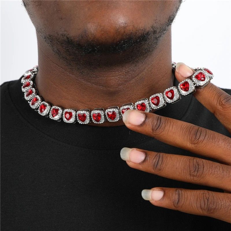 Jewelry × Vintage Heart Rhinestone Necklace Chain Size ONE SIZE - 1 Thumbnail