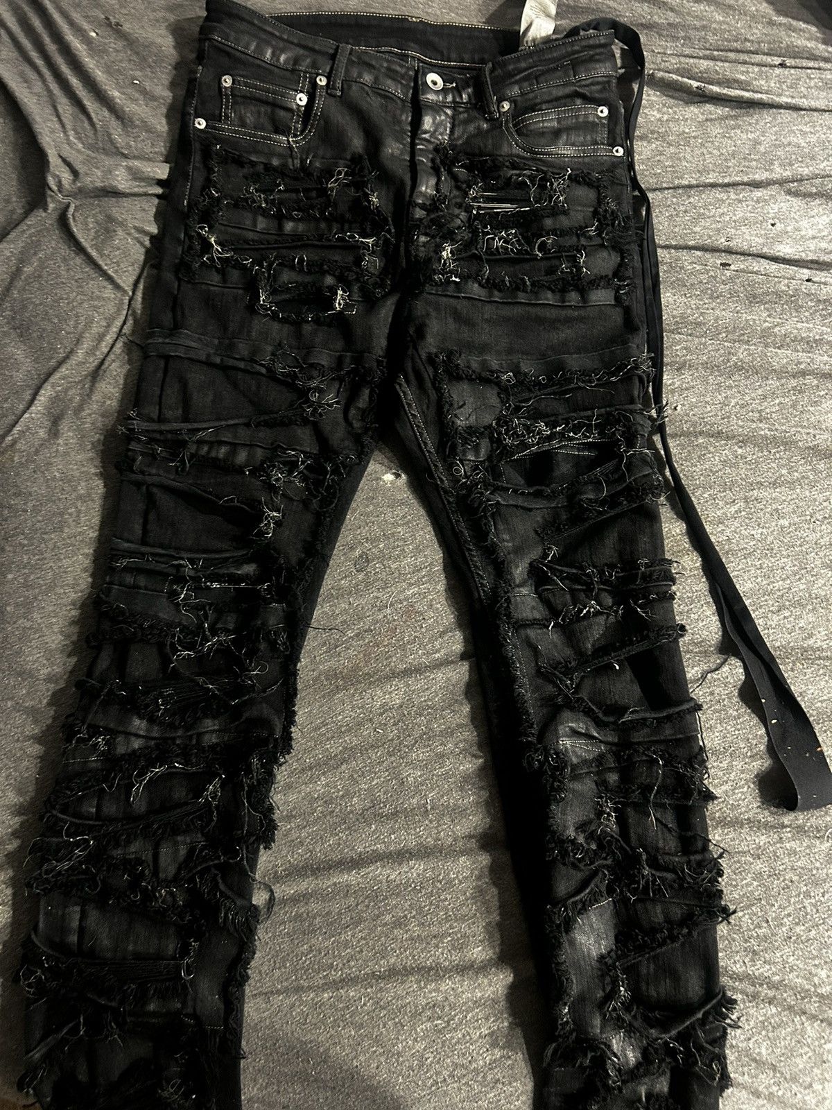 Pre-owned Rick Owens X Rick Owens Drkshdw Rick Owen Distressed Destroyed Denim In Black