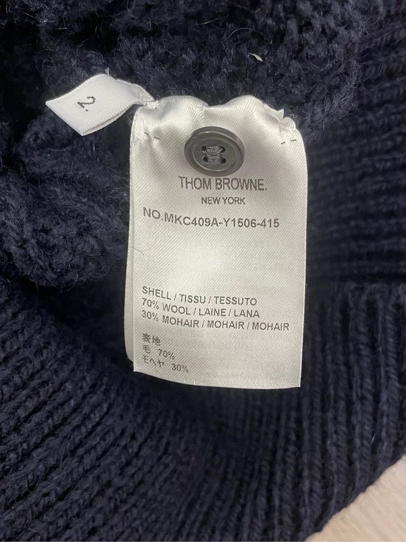 Thom Browne Thom browne Dark blue four-striped thick wool horsehair car Size US M / EU 48-50 / 2 - 7 Thumbnail