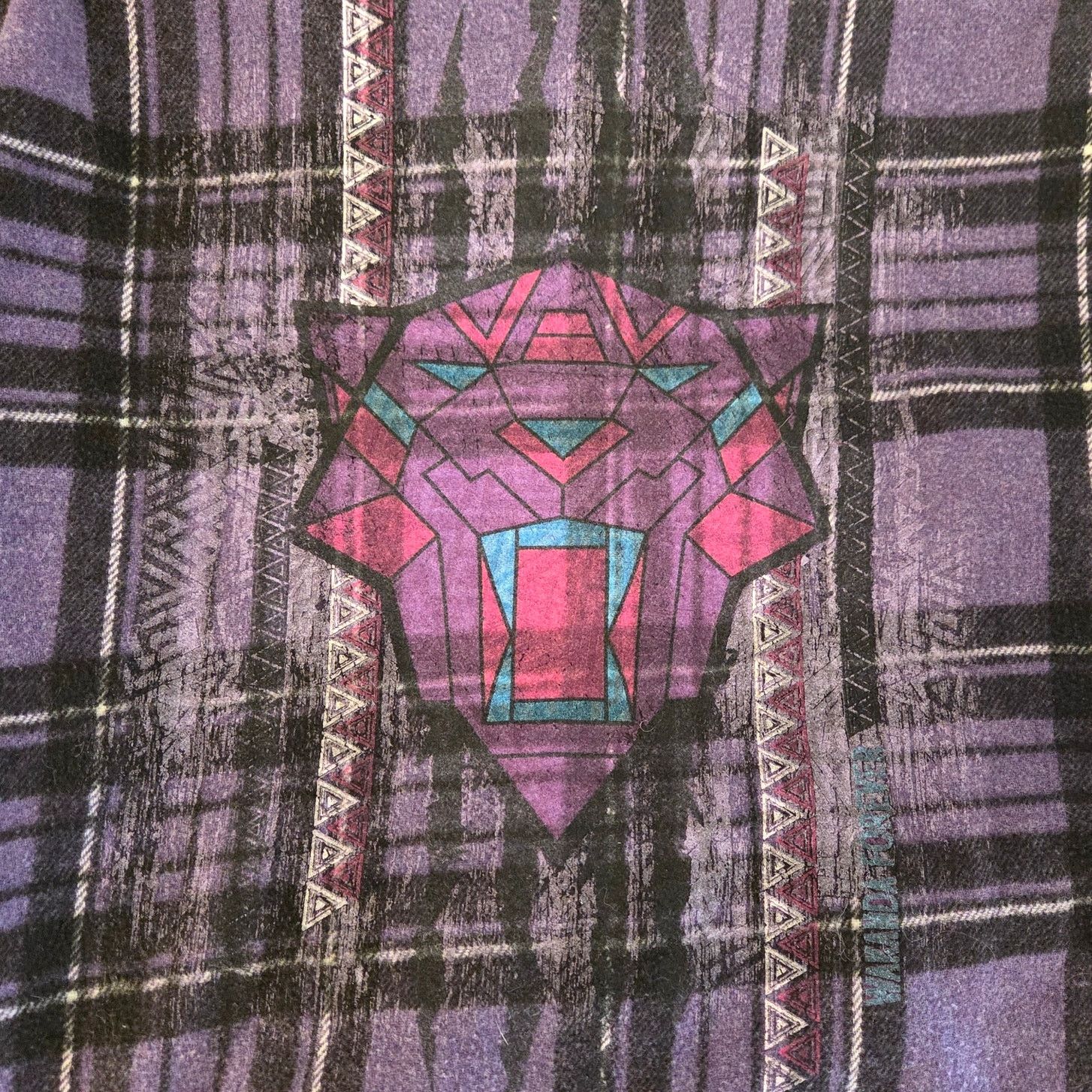 Marvel Comics Purple Plaid Black Panther Wakanda Forever Button Up Shirt Size M / US 6-8 / IT 42-44 - 5 Thumbnail