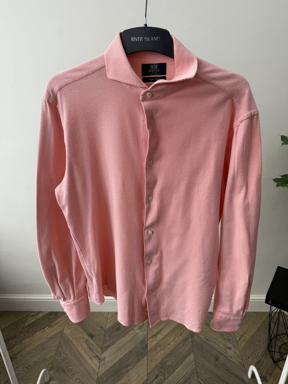Boggi Vintage Boggi Milano Shirt Pink Textured Cotton Button Up Size US L / EU 52-54 / 3 - 1 Thumbnail