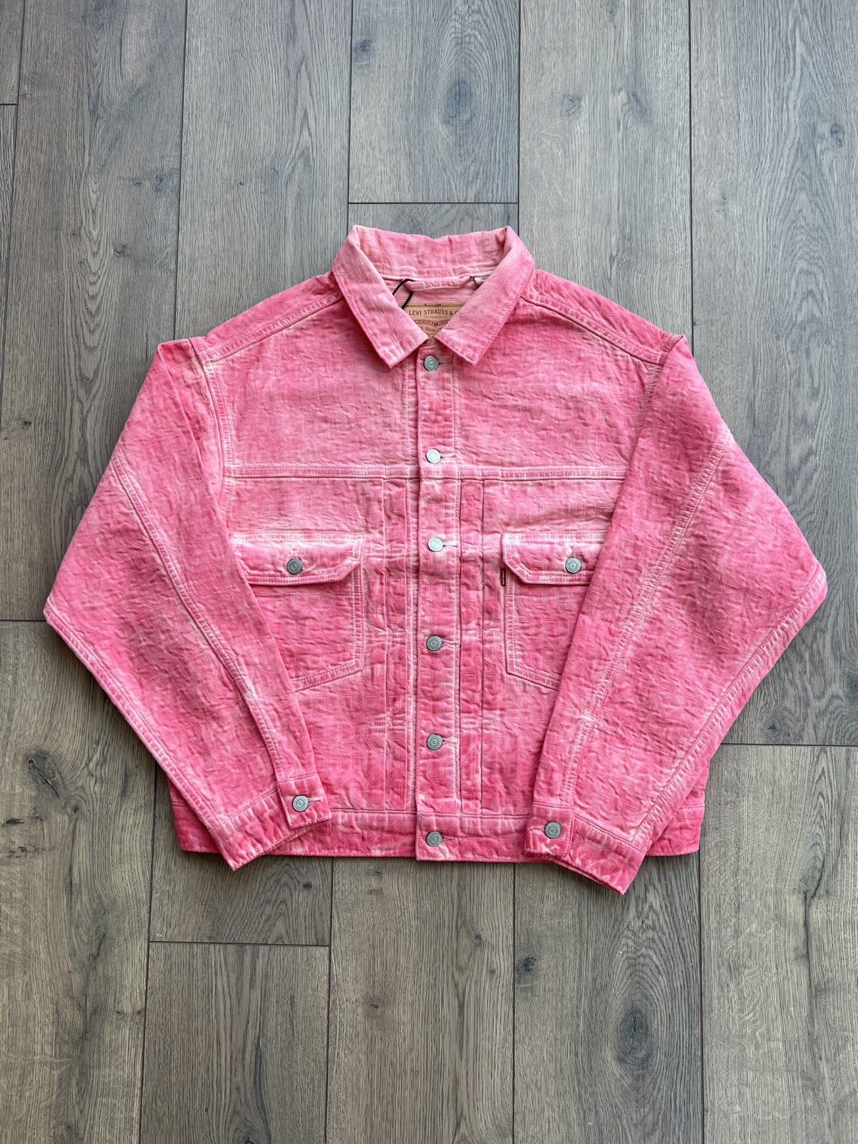 Stussy x Levi’s Jacquard Type 2 Trucker Jacket Pink Medium