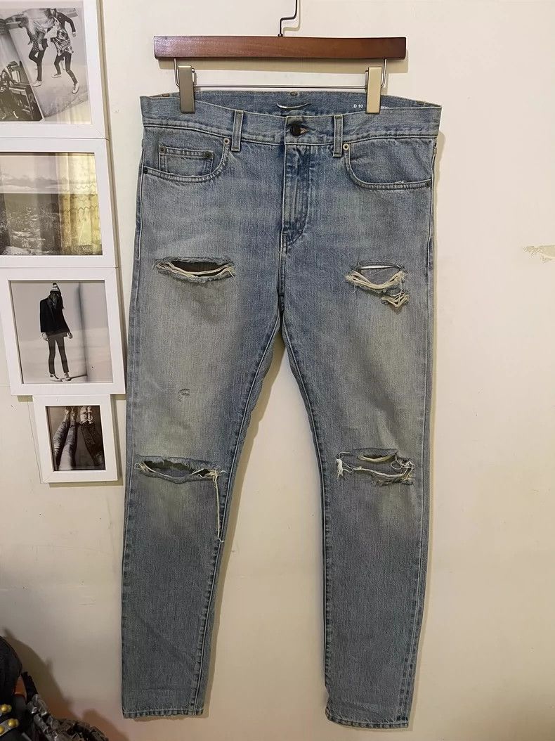 Saint Laurent Paris saint Laurent paris16ss Genuine 4 Cut Erosive Blue Jeans 2 Size US 32 / EU 48 - 1 Thumbnail