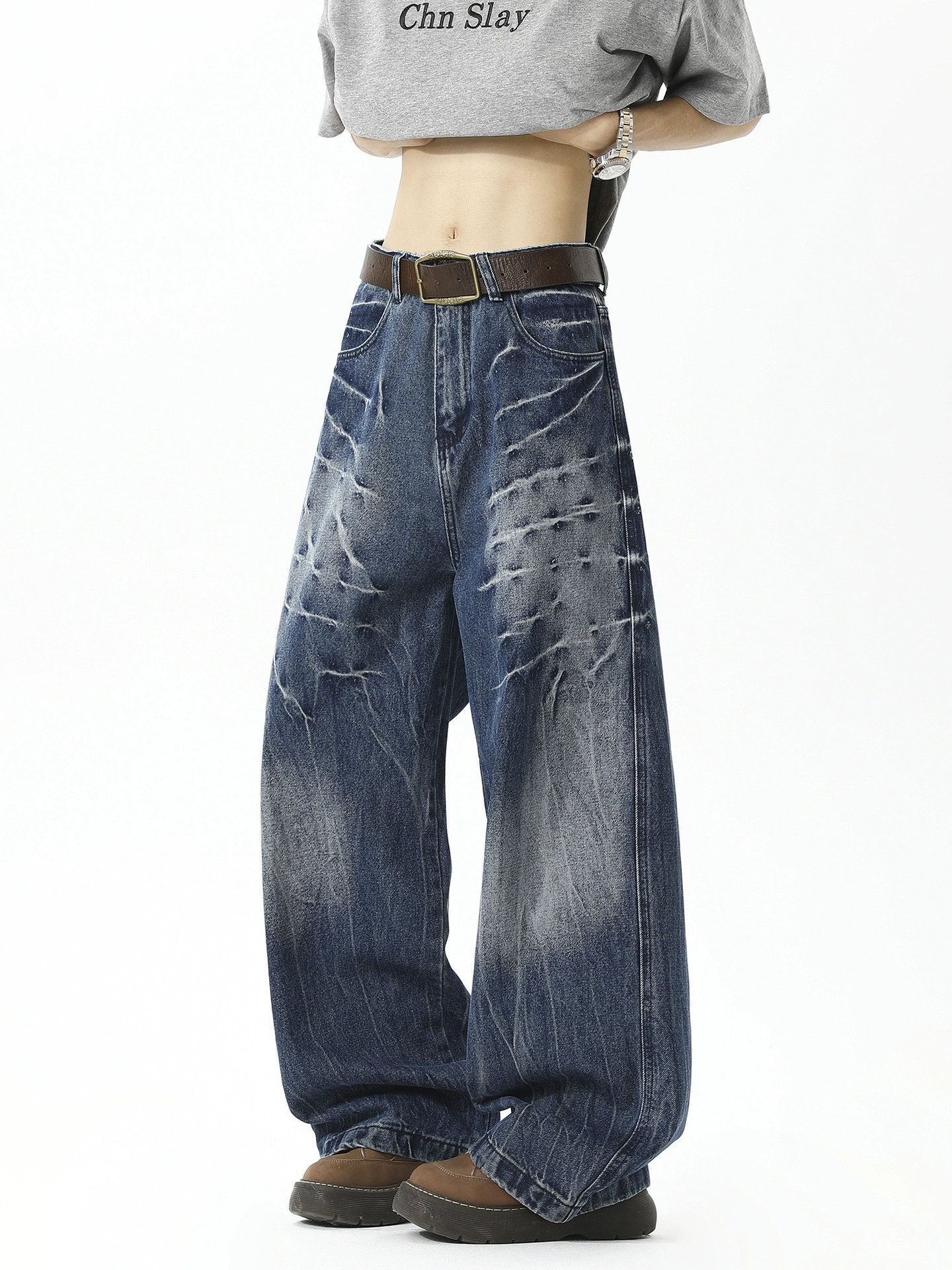 Jean Washed blue lightning men's handsome scimitar jeans y2k Size US 32 / EU 48 - 1 Thumbnail