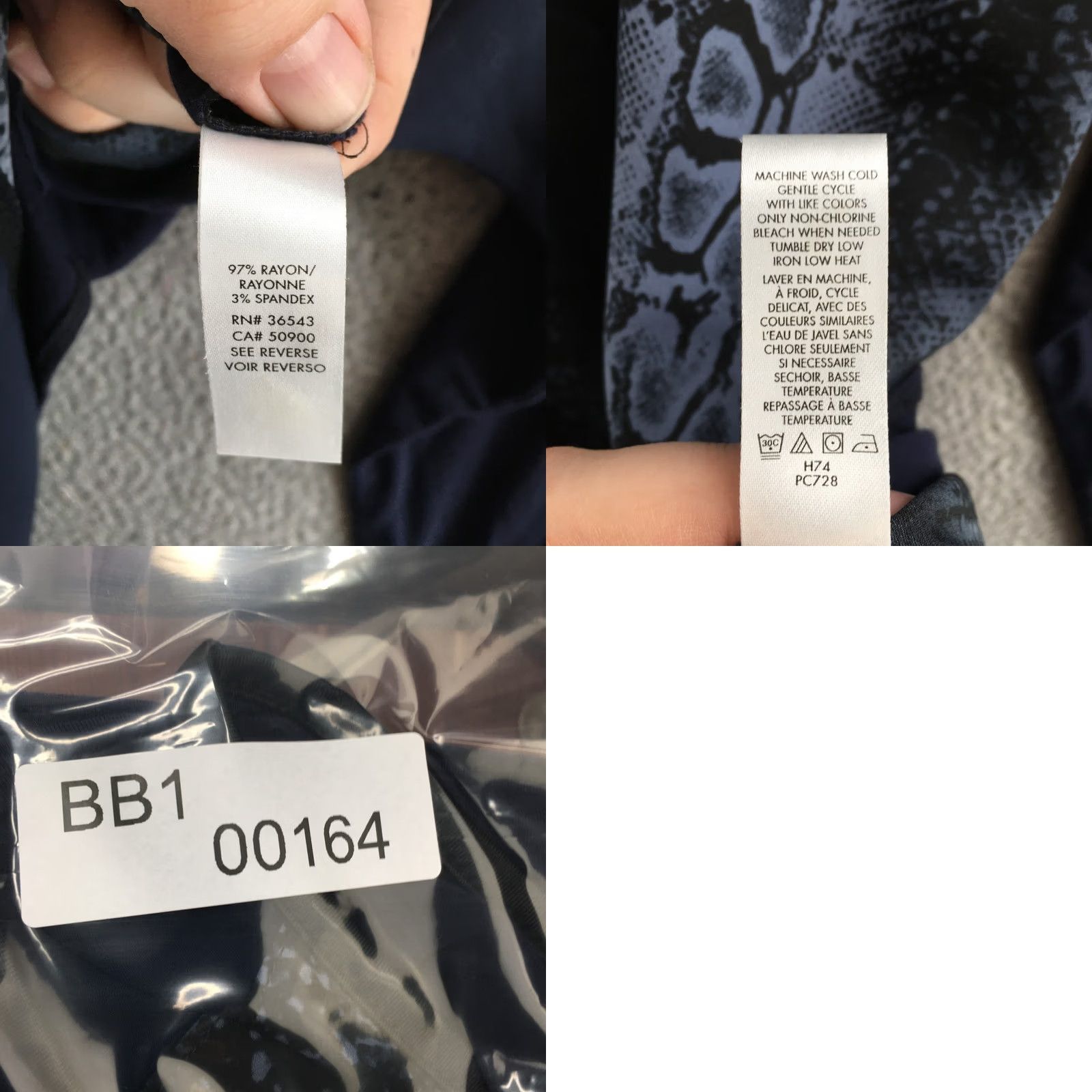 Calvin Klein Calvin Klein Blouse Womens Medium Navy Blue Scoop Neck Long Sleeve Snakeskin Top Size M / US 6-8 / IT 42-44 - 9 Thumbnail