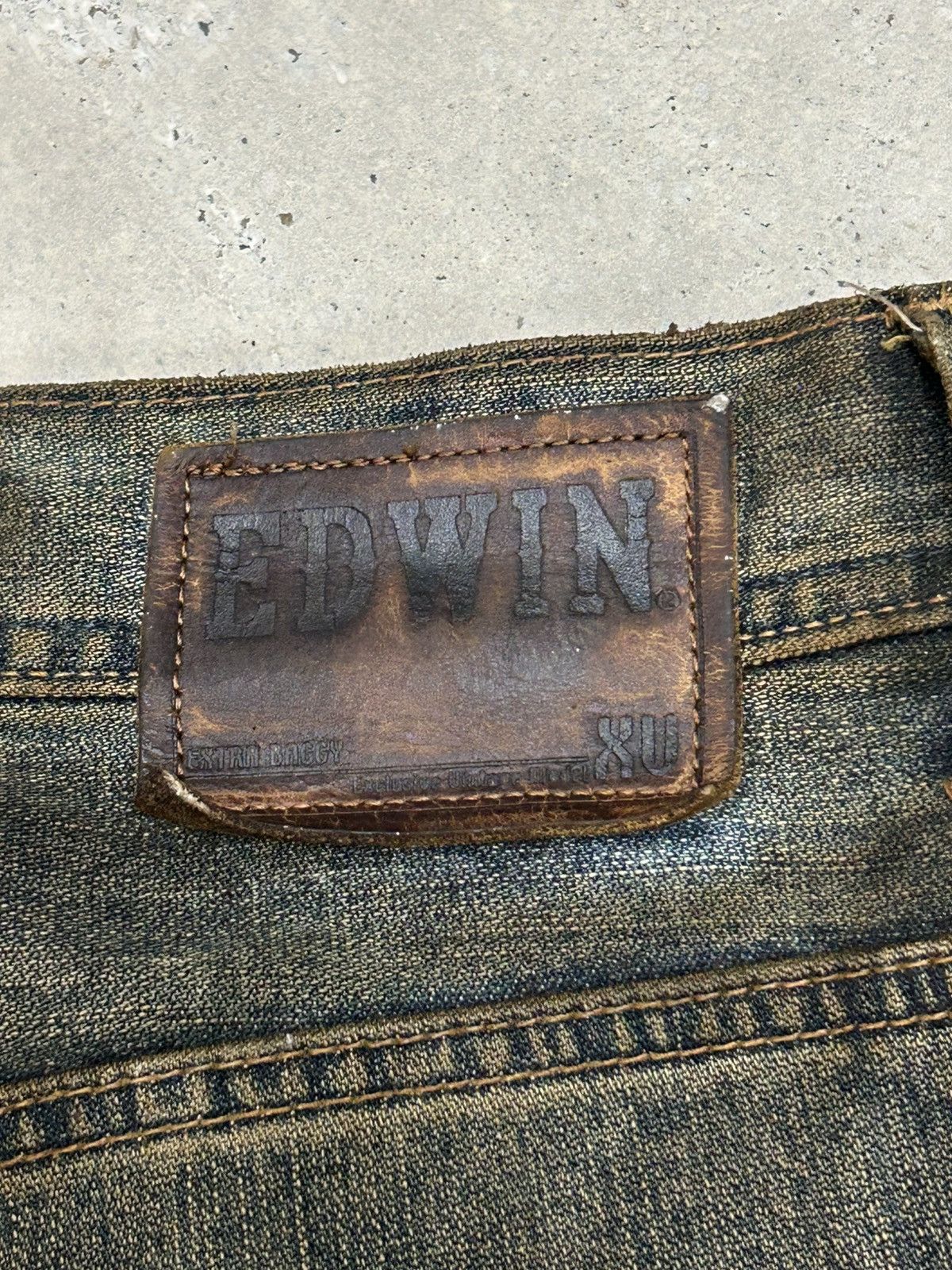 Edwin Vintage Edwin XV Japan Mud Washed Dirty Baggy Distressed Size US 31 - 17 Thumbnail