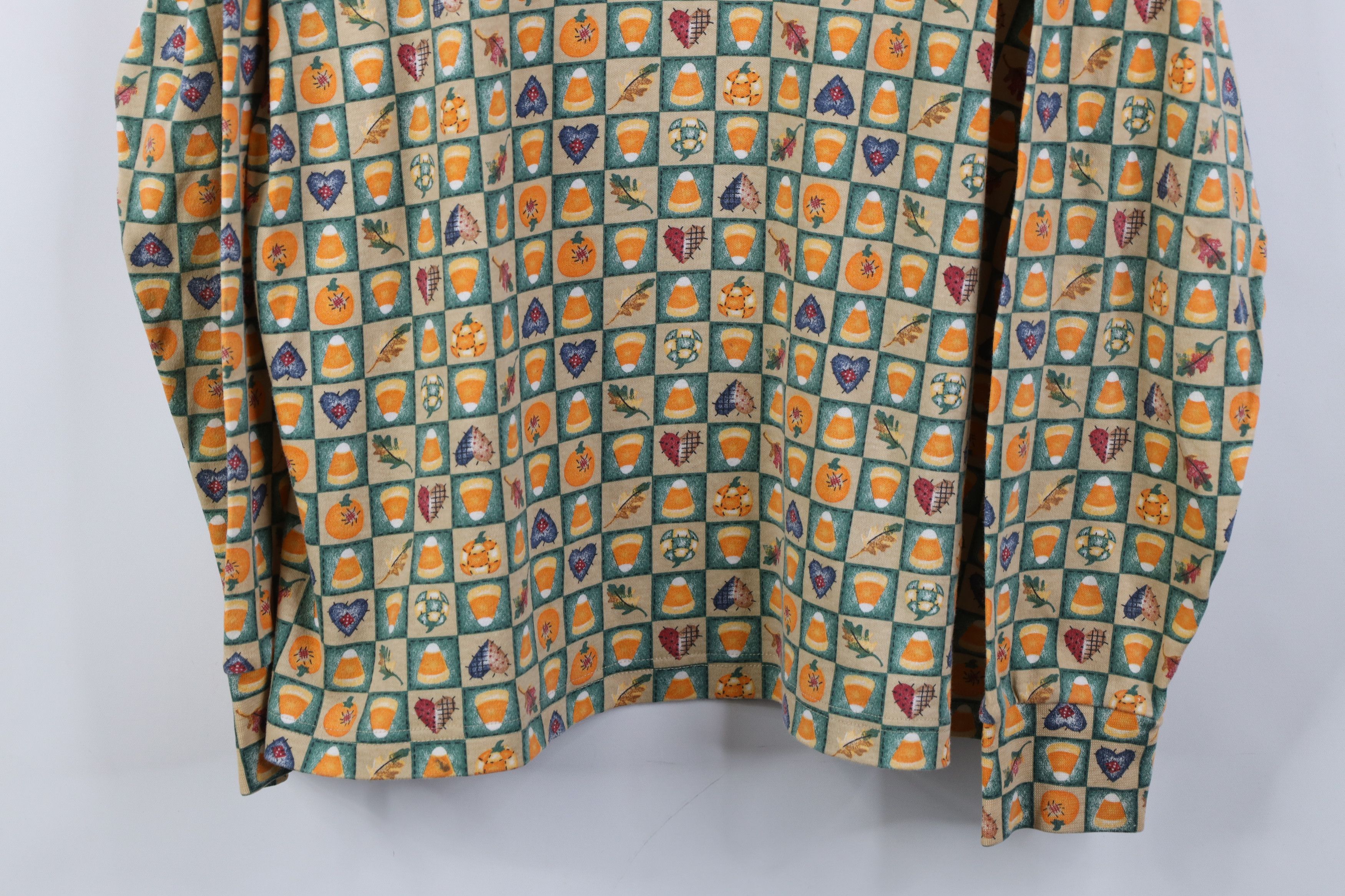 Vintage Vintage 90s Halloween Candy Corn Pumpkin Turtleneck T-Shirt Size L / US 10 / IT 46 - 3 Thumbnail