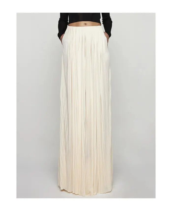 Saint Laurent Paris oc11z0226 780001 Long Pleated Skirt in Jersey in Creme Size 25" / US 0 / IT 36 - 3 Thumbnail