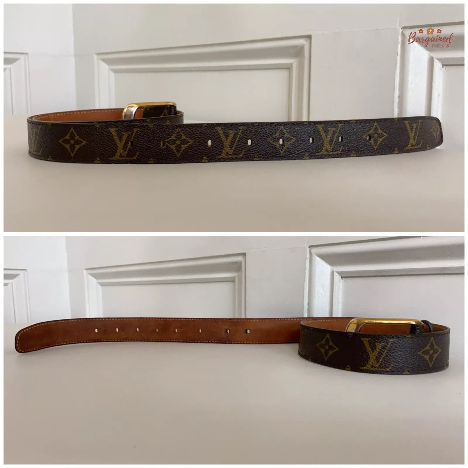 Louis Vuitton Louis Vuitton Monogram Canvas Leather Ellipse Gold Belt Size 30 - 8 Thumbnail
