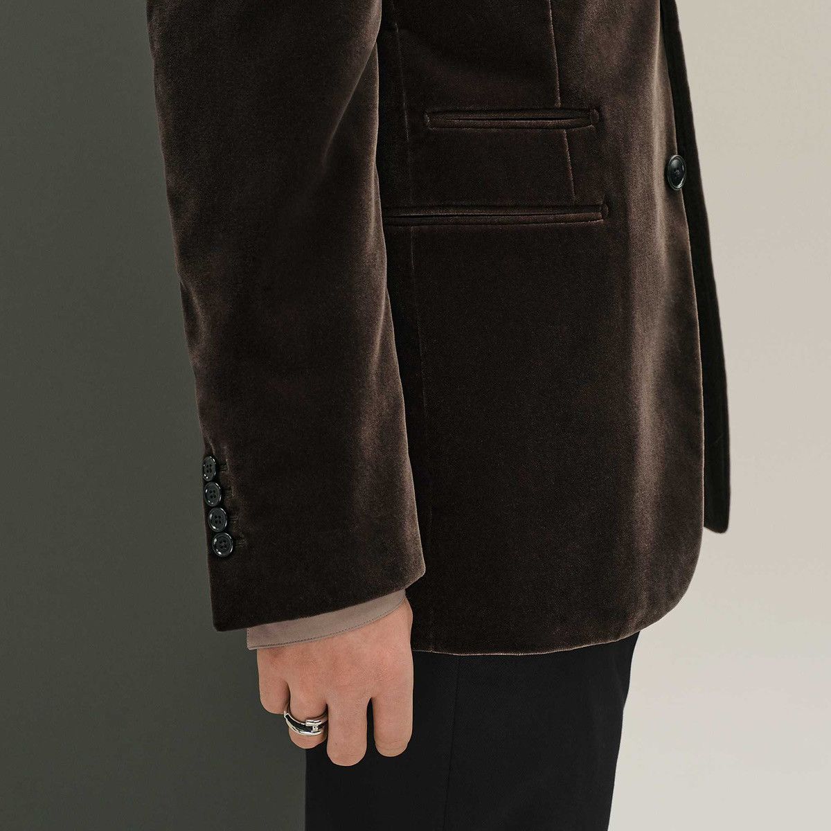 Hermes Hermes Mens Velour Cotton Blazer Dark Brown Tailored Jacket Size 38S - 5 Thumbnail