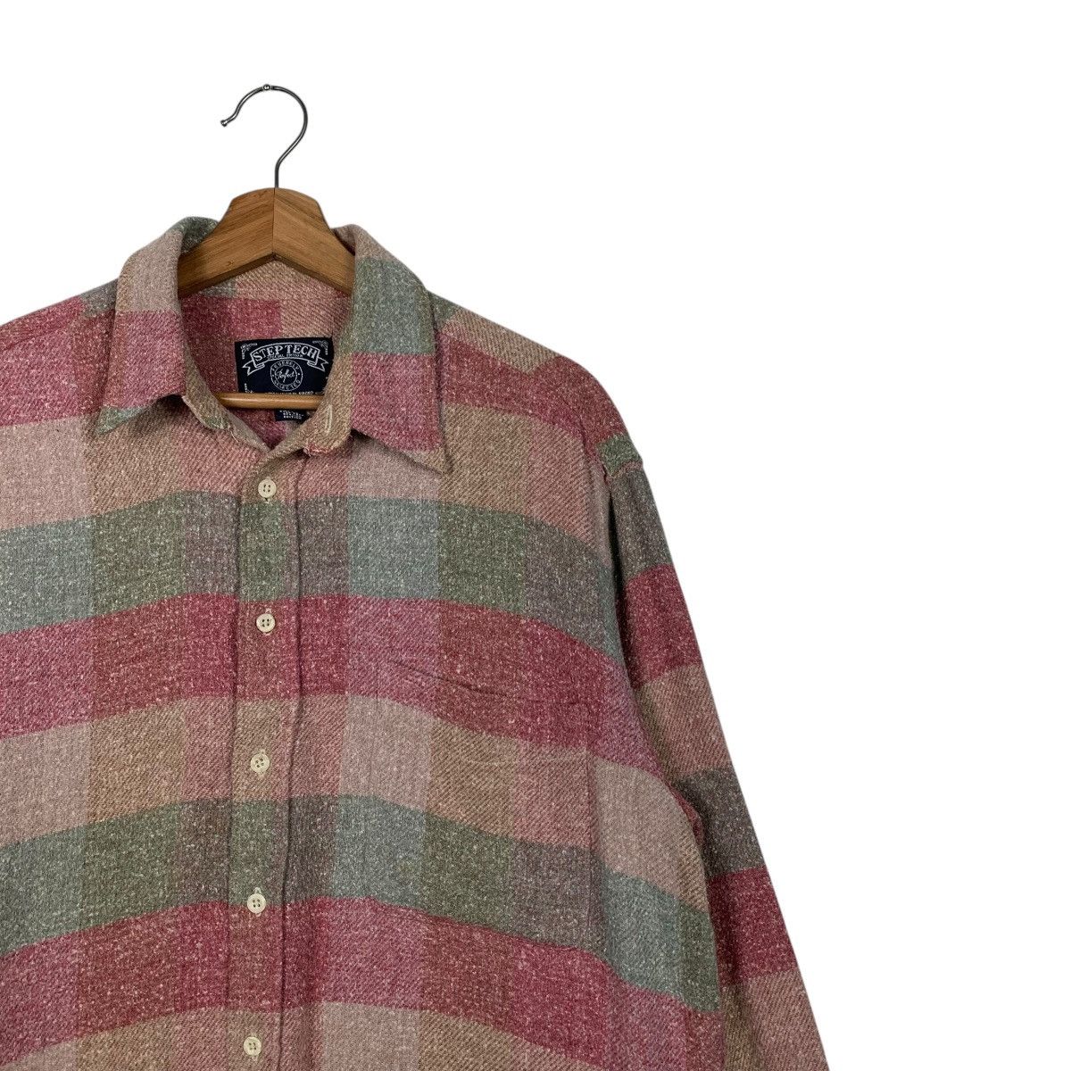 Flannel STEP TECH Checked Tartan Pink Flannel Work Shirt #1674-C74 Size US L / EU 52-54 / 3 - 5 Thumbnail