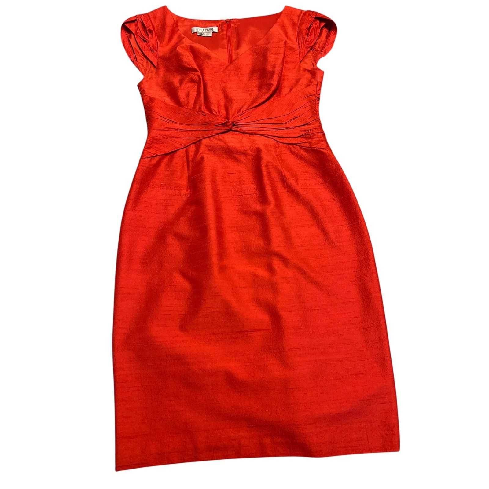 Other Kay Unger New York Orange Twist Waist Dress - Size 6 Size M / US 6-8 / IT 42-44 - 18 Thumbnail