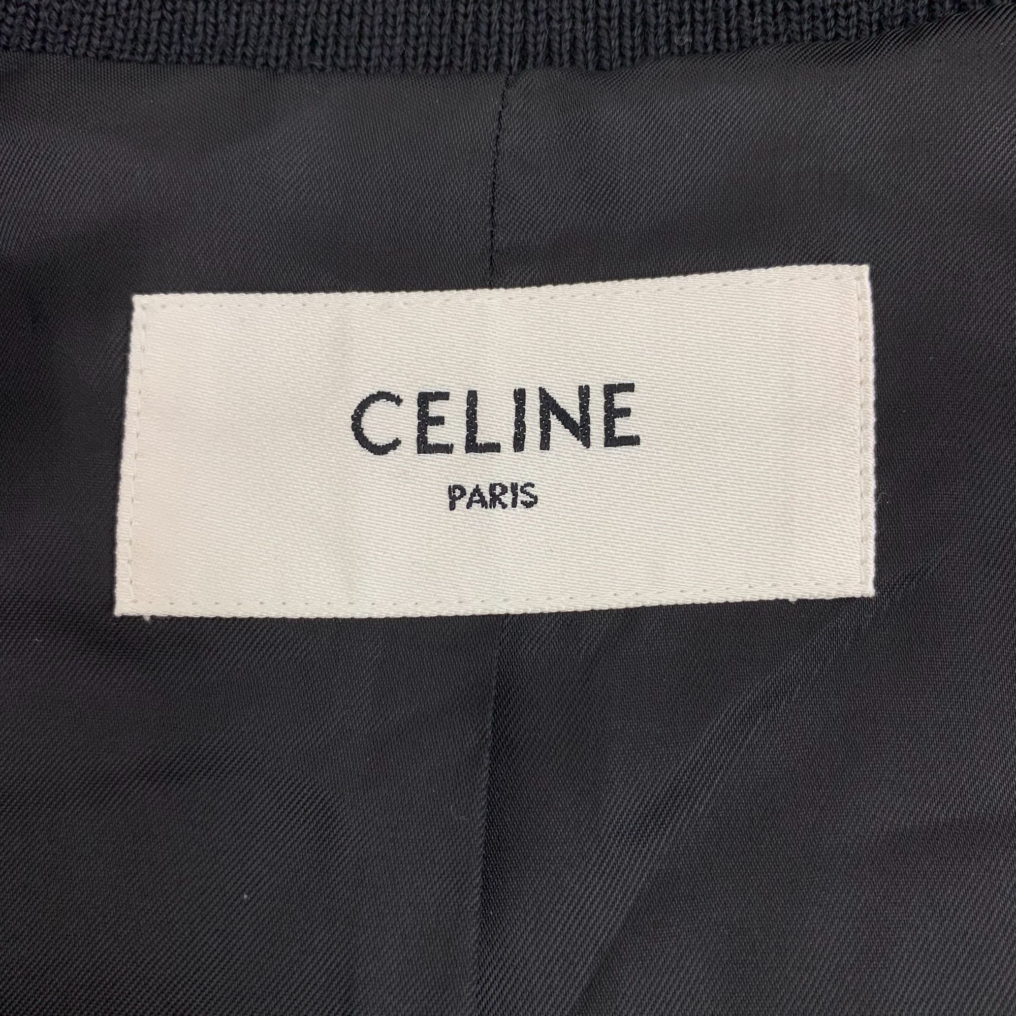 Celine Celine Deep Blue & Cream Wool Varsity Jacket With Striped Tr Size XS / US 0-2 / IT 36-38 - 2 Thumbnail