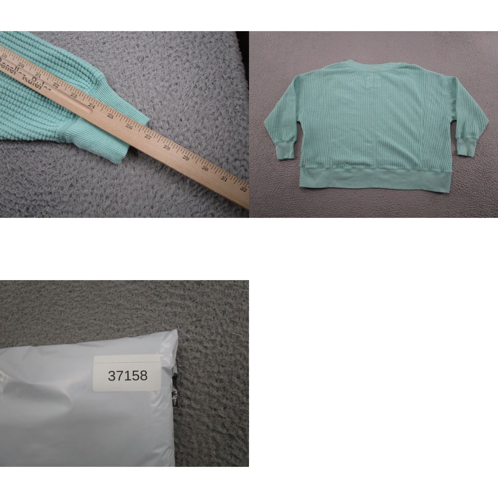 American Eagle Outfitters American Eagle Thermal Waffle Knit Pullover Oversized Sweatshirt XS Blue Size XS / US 0-2 / IT 36-38 - 8 Thumbnail