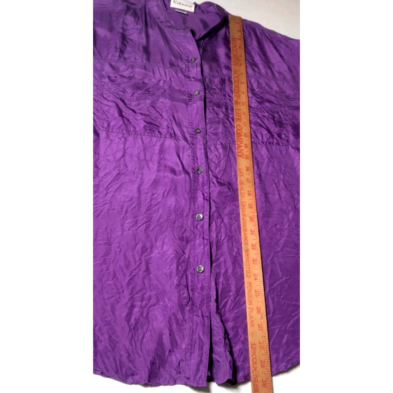 Etro VINTAGE Kikomo Silk Blouse Large Purple Long Sleeve Button Up Casual Womens 1990s Retro Size L / US 10 / IT 46 - 4 Thumbnail