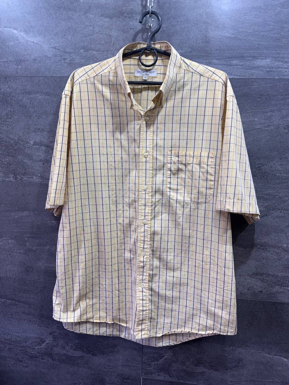 Yves Saint Laurent Vintage Yves Saint Laurent YSL Mens Short Sleeve Shirt Plaid Size US L / EU 52-54 / 3 - 1 Thumbnail