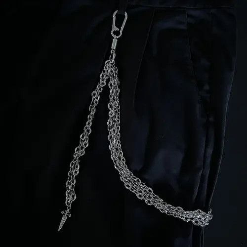 Jewelry Silver Multi-Strand Chain Wallet Chain with Clips Size ONE SIZE - 1 Thumbnail