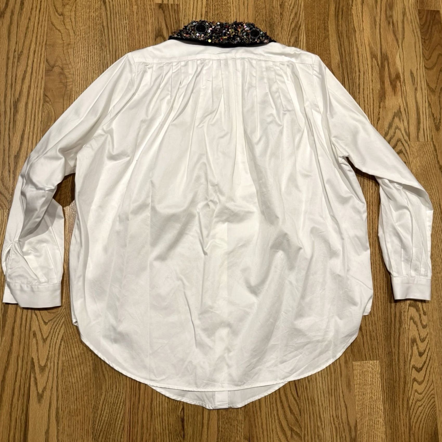 Hunter VINTAGE Hunter Bell Shirt Womens Small Cotton Sequin Collar Button-Up White Size S / US 4 / IT 40 - 3 Thumbnail