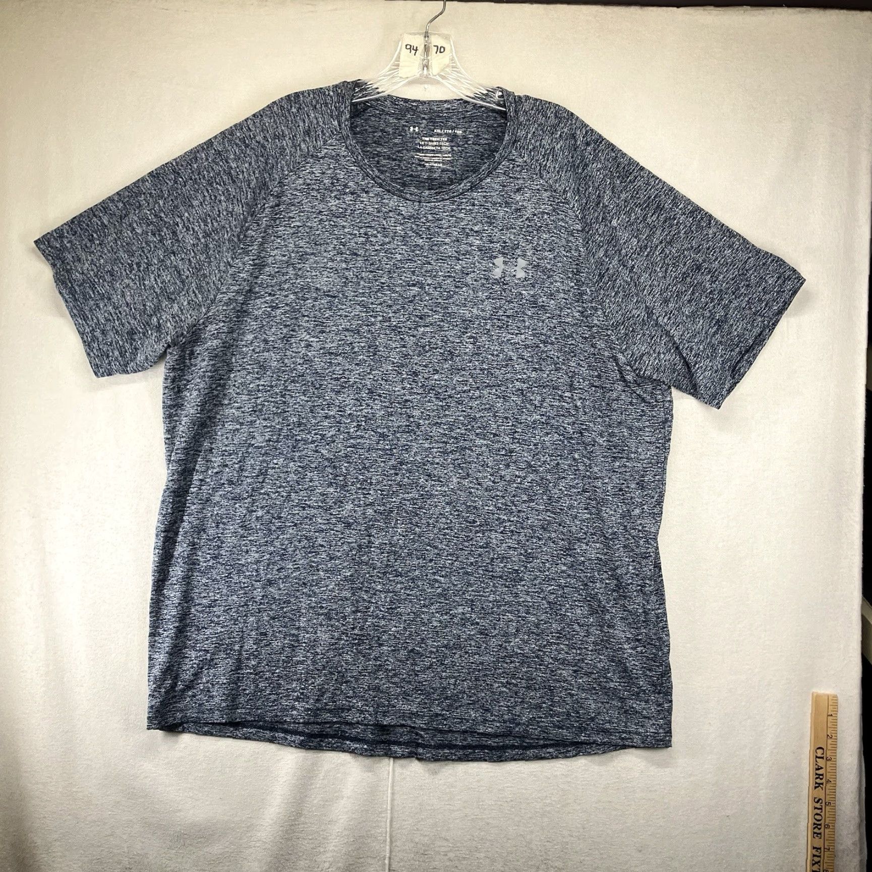 Under Armour Under Armour The Tech Tee Men's Heather Blue 2XL Short Sleeve Crew Neck Pullover Lightweight Polyester Logo Sweat-Wicking Gym & Training T-Shirt Mens Size US XXL / EU 58 / 5 - 2 Thumbnail