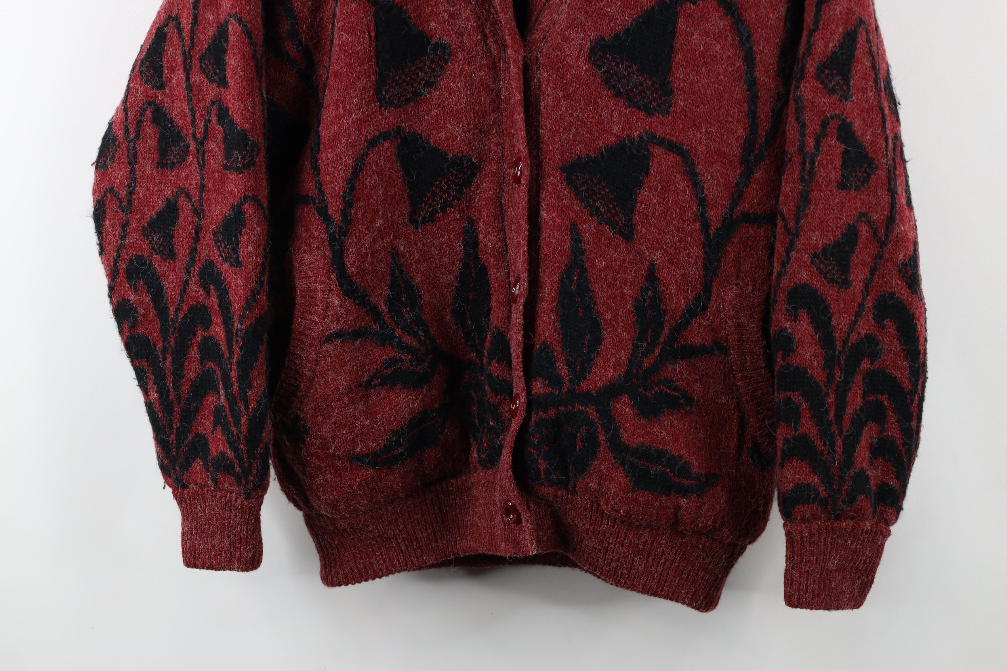 Vintage Vintage 90s Streetwear Wool Knit Flower Shawl Sweater Jacket Size L / US 10 / IT 46 - 3 Thumbnail