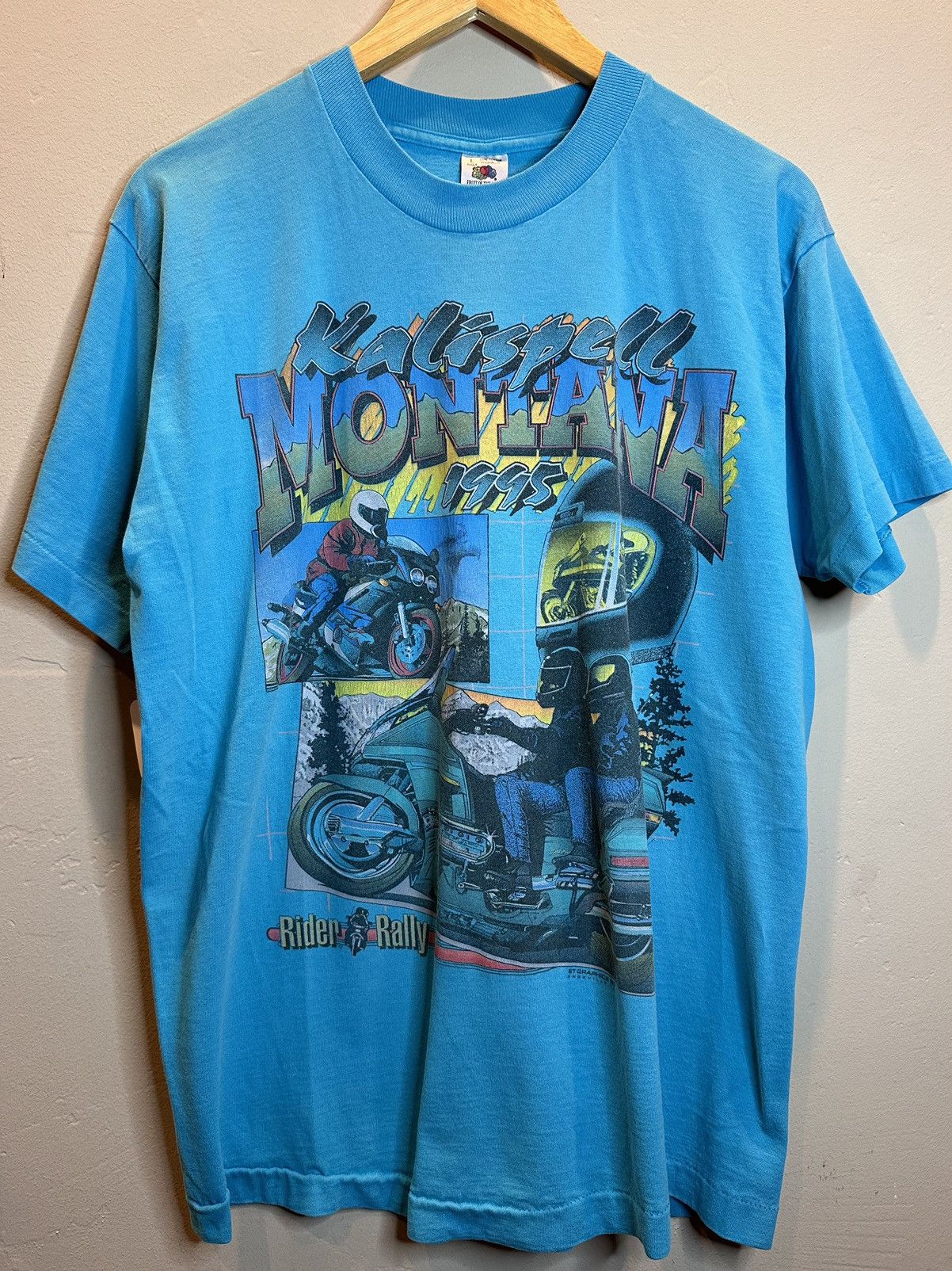 Vintage RARE* Vintage 1995 Kalispell Montana Biker Rider Rally Shirt Size US L / EU 52-54 / 3 - 1 Thumbnail